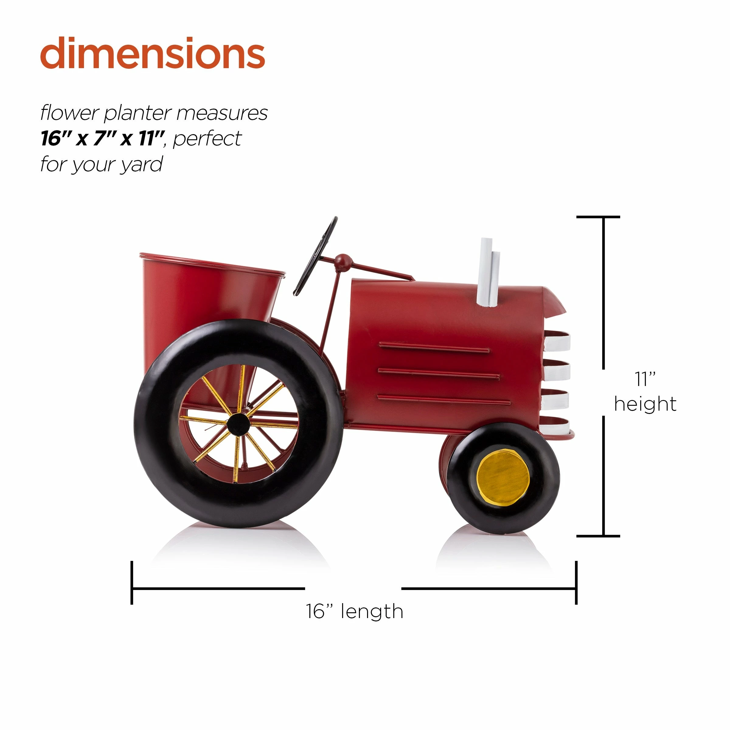 Discount ๐ Alpine Corporation 11" Tall Indoor/Outdoor Metal Tractor Flower Planter With Stand, Red - 8' X 10' ๐ 5 Discount ๐ Alpine Corporation 11" Tall Indoor/Outdoor Metal Tractor Flower Planter With Stand, Red - 8' X 10' ๐ - Image 3