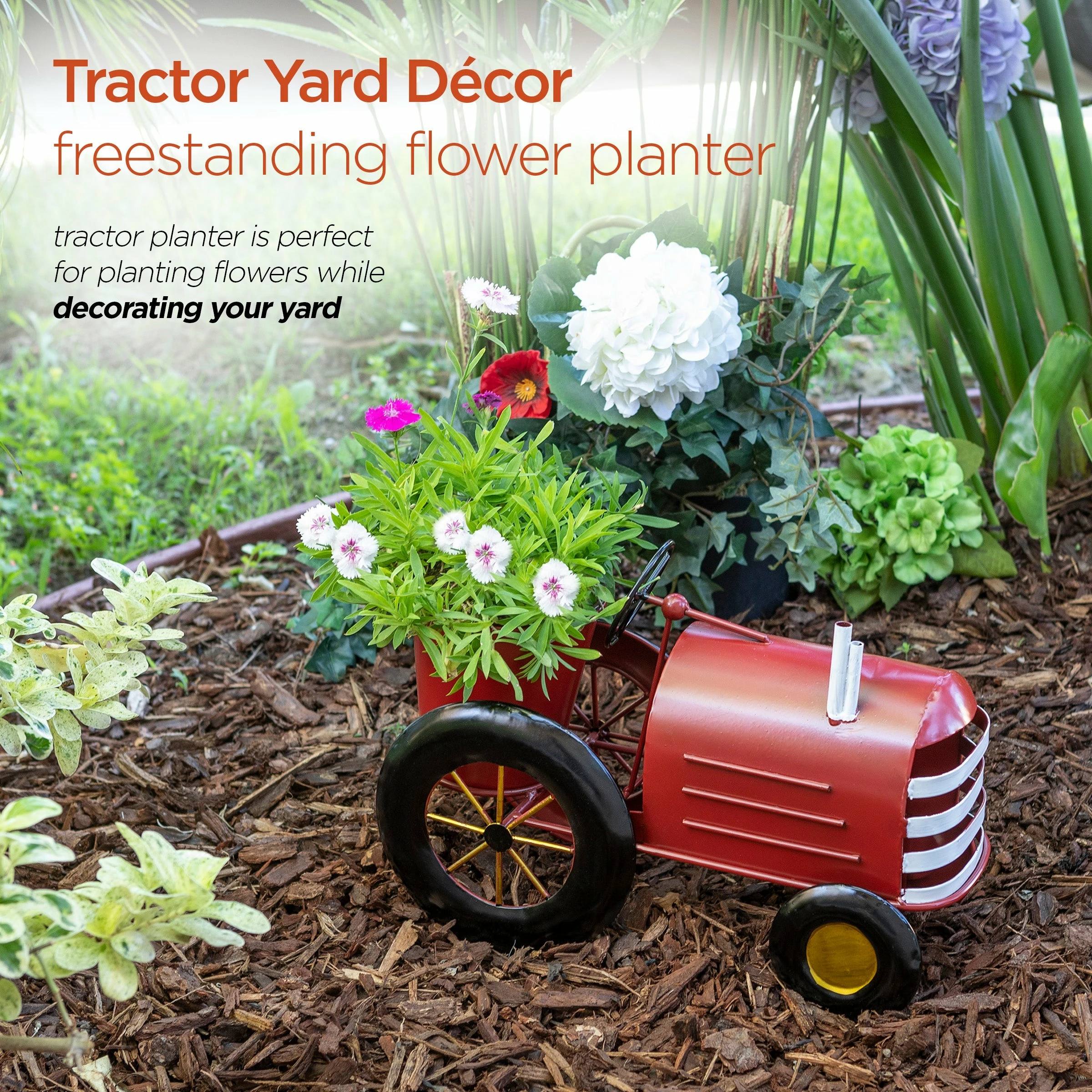 Discount ๐ Alpine Corporation 11" Tall Indoor/Outdoor Metal Tractor Flower Planter With Stand, Red - 8' X 10' ๐ 7 Discount ๐ Alpine Corporation 11" Tall Indoor/Outdoor Metal Tractor Flower Planter With Stand, Red - 8' X 10' ๐ - Image 5