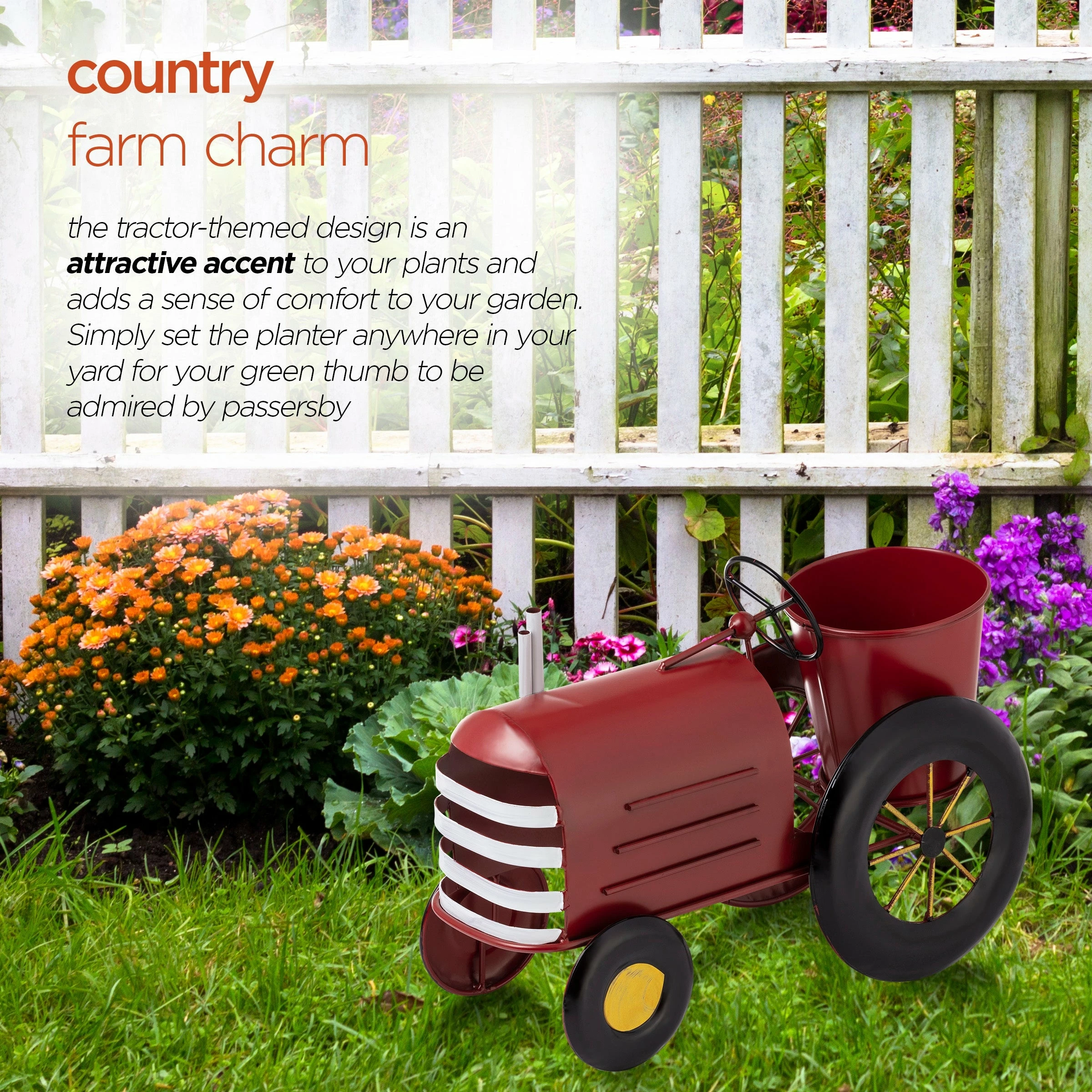 Discount ๐ Alpine Corporation 11" Tall Indoor/Outdoor Metal Tractor Flower Planter With Stand, Red - 8' X 10' ๐ 8 Discount ๐ Alpine Corporation 11" Tall Indoor/Outdoor Metal Tractor Flower Planter With Stand, Red - 8' X 10' ๐ - Image 6