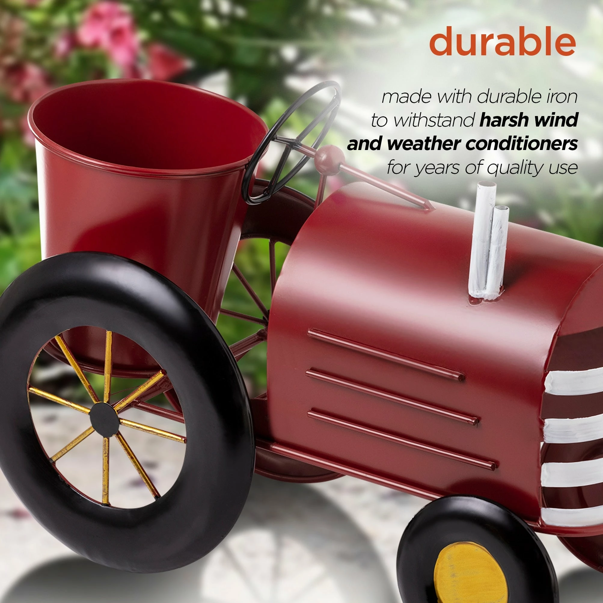 Discount ๐ Alpine Corporation 11" Tall Indoor/Outdoor Metal Tractor Flower Planter With Stand, Red - 8' X 10' ๐ 9 Discount ๐ Alpine Corporation 11" Tall Indoor/Outdoor Metal Tractor Flower Planter With Stand, Red - 8' X 10' ๐ - Image 7