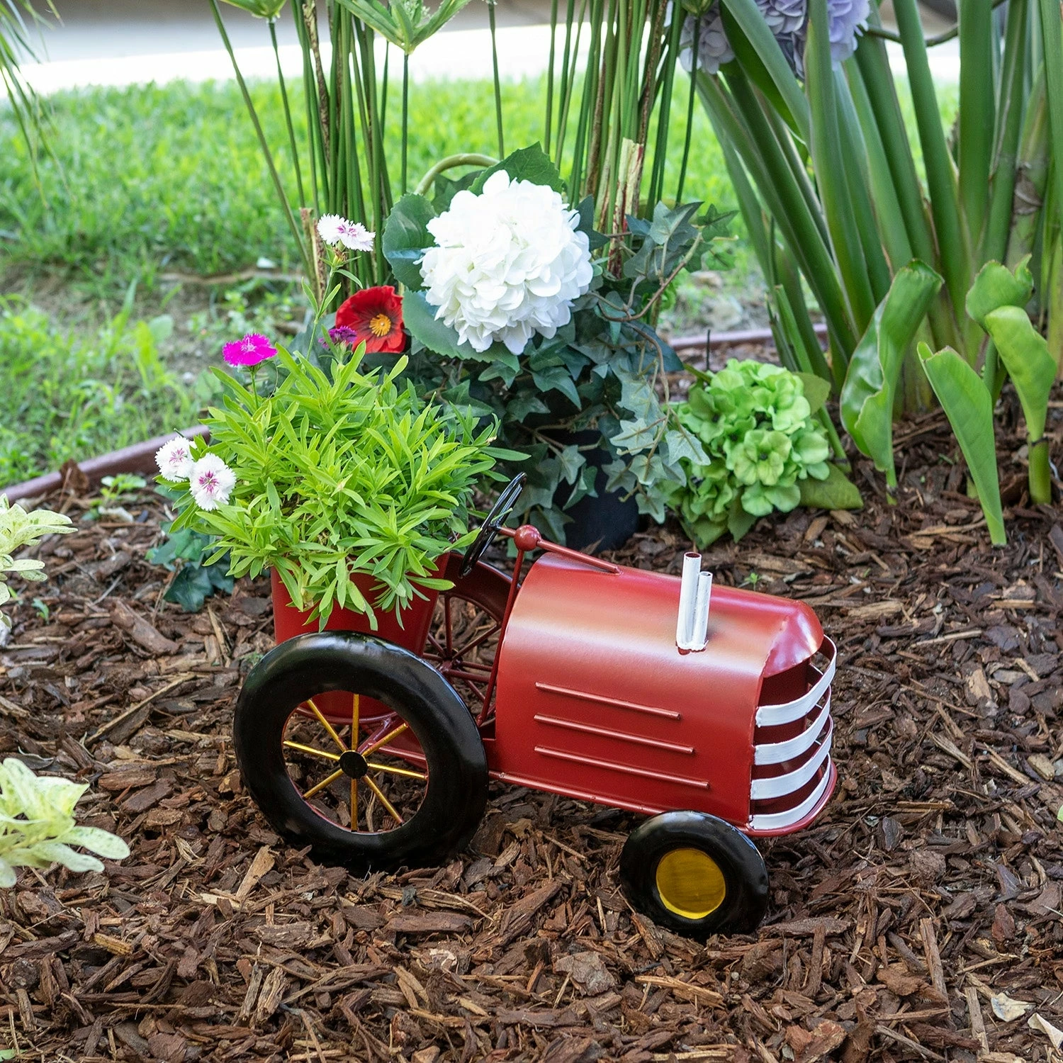 Discount ๐ Alpine Corporation 11" Tall Indoor/Outdoor Metal Tractor Flower Planter With Stand, Red - 8' X 10' ๐ 3 Discount ๐ Alpine Corporation 11" Tall Indoor/Outdoor Metal Tractor Flower Planter With Stand, Red - 8' X 10' ๐
