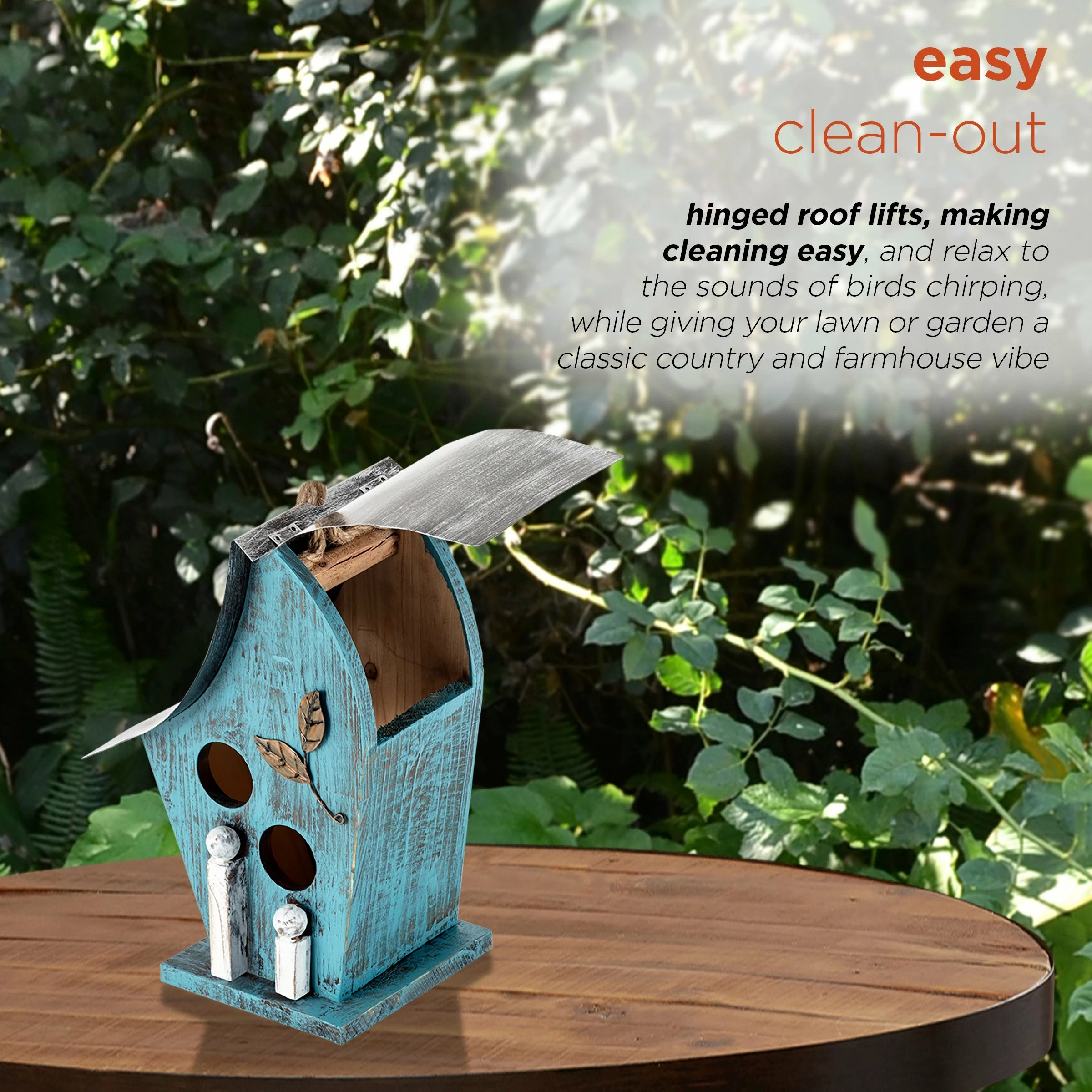 Flash Sale π Alpine Corporation 12" Tall Outdoor Hanging Wood And Metal Birdhouse, Blue β - Image 4
