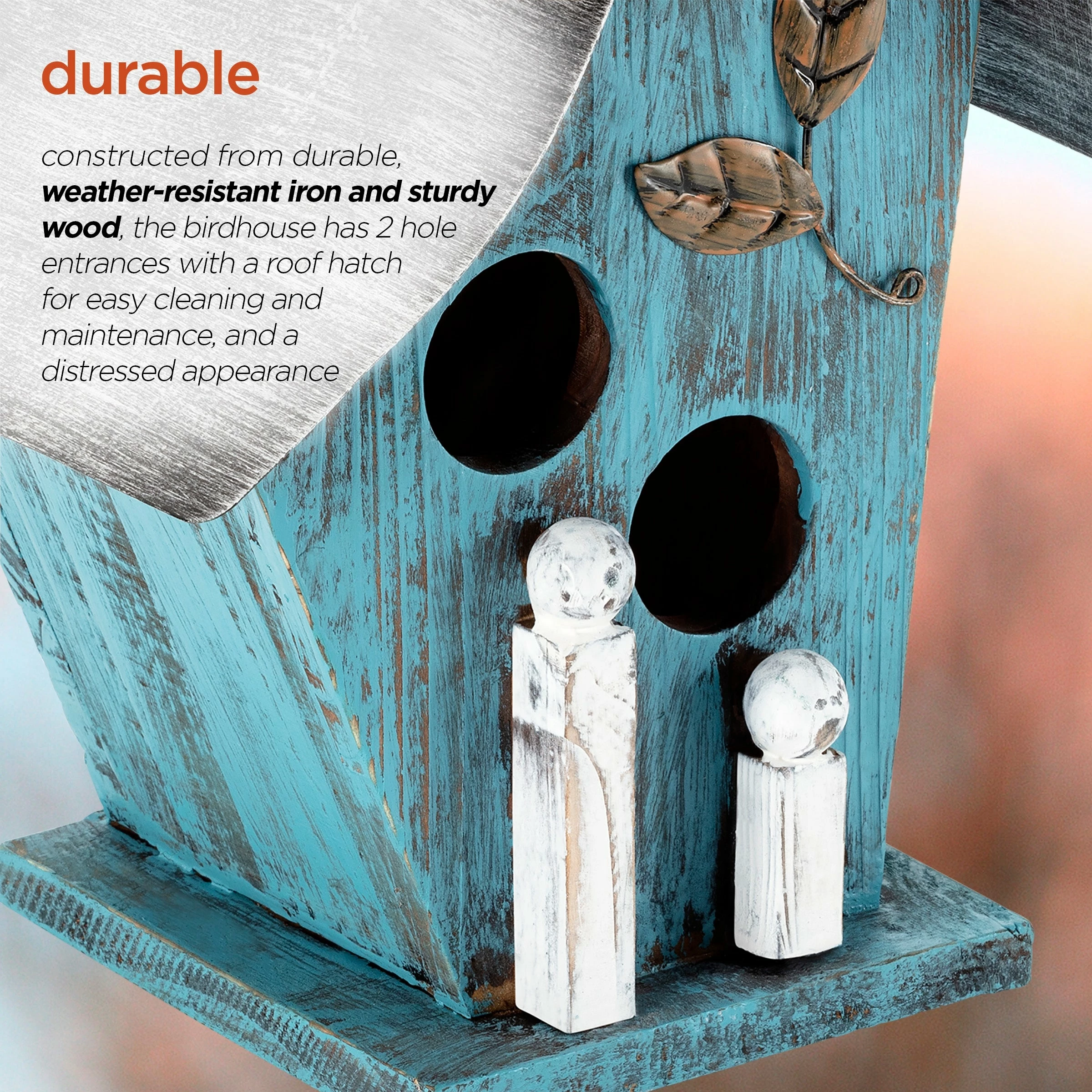 Flash Sale π Alpine Corporation 12" Tall Outdoor Hanging Wood And Metal Birdhouse, Blue β - Image 7