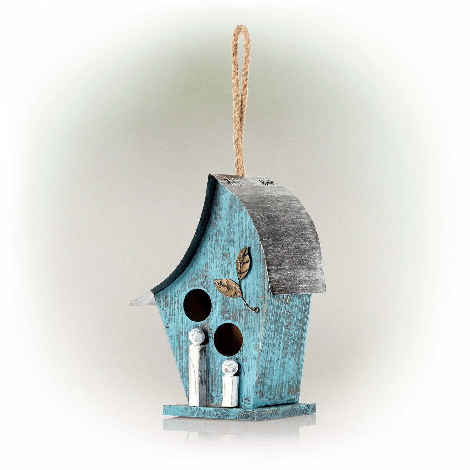 Flash Sale π Alpine Corporation 12" Tall Outdoor Hanging Wood And Metal Birdhouse, Blue β - Image 8