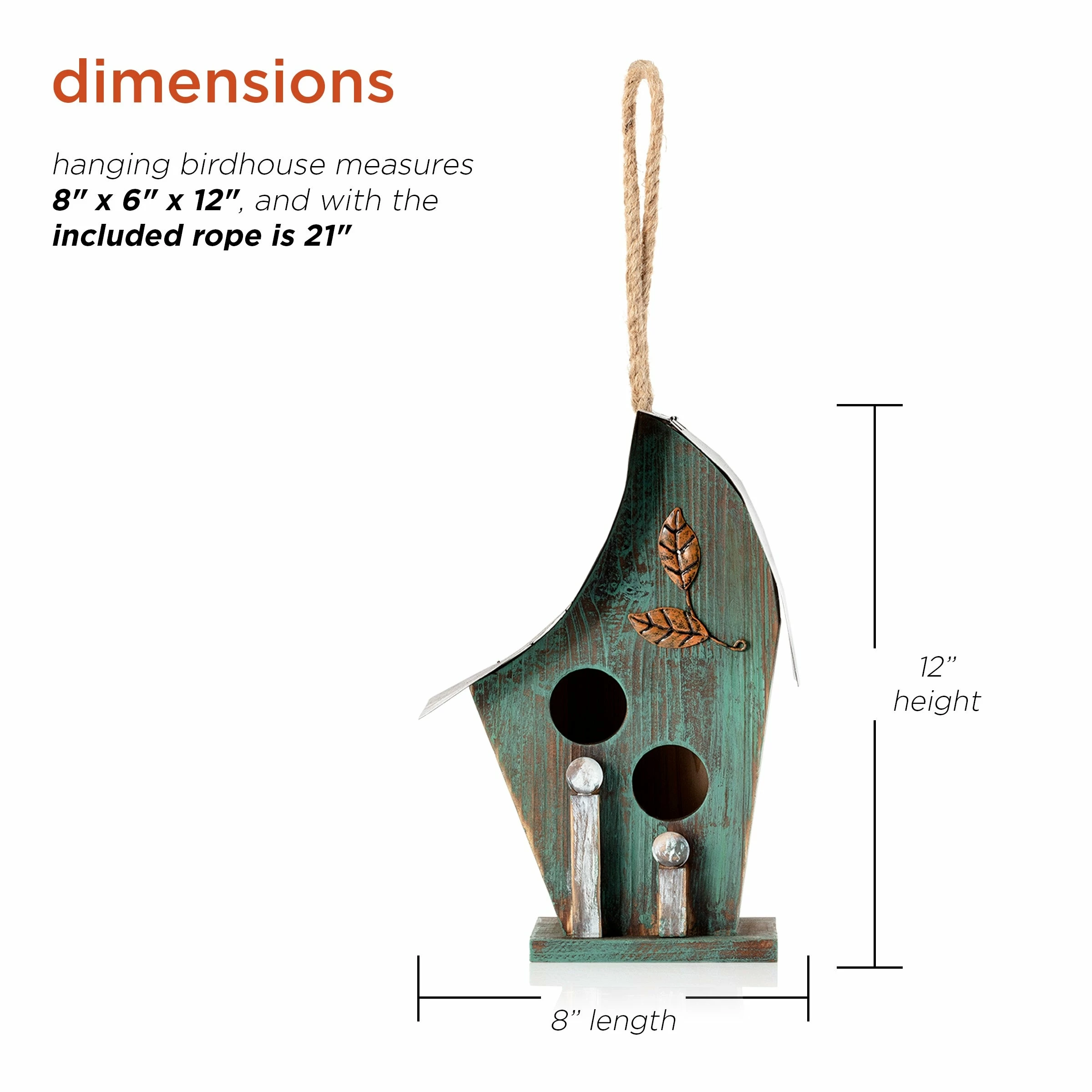 Cheap ⨠Alpine Corporation 12" Tall Outdoor Hanging Wooden Birdhouse, Turquoise 𧨠- Image 3