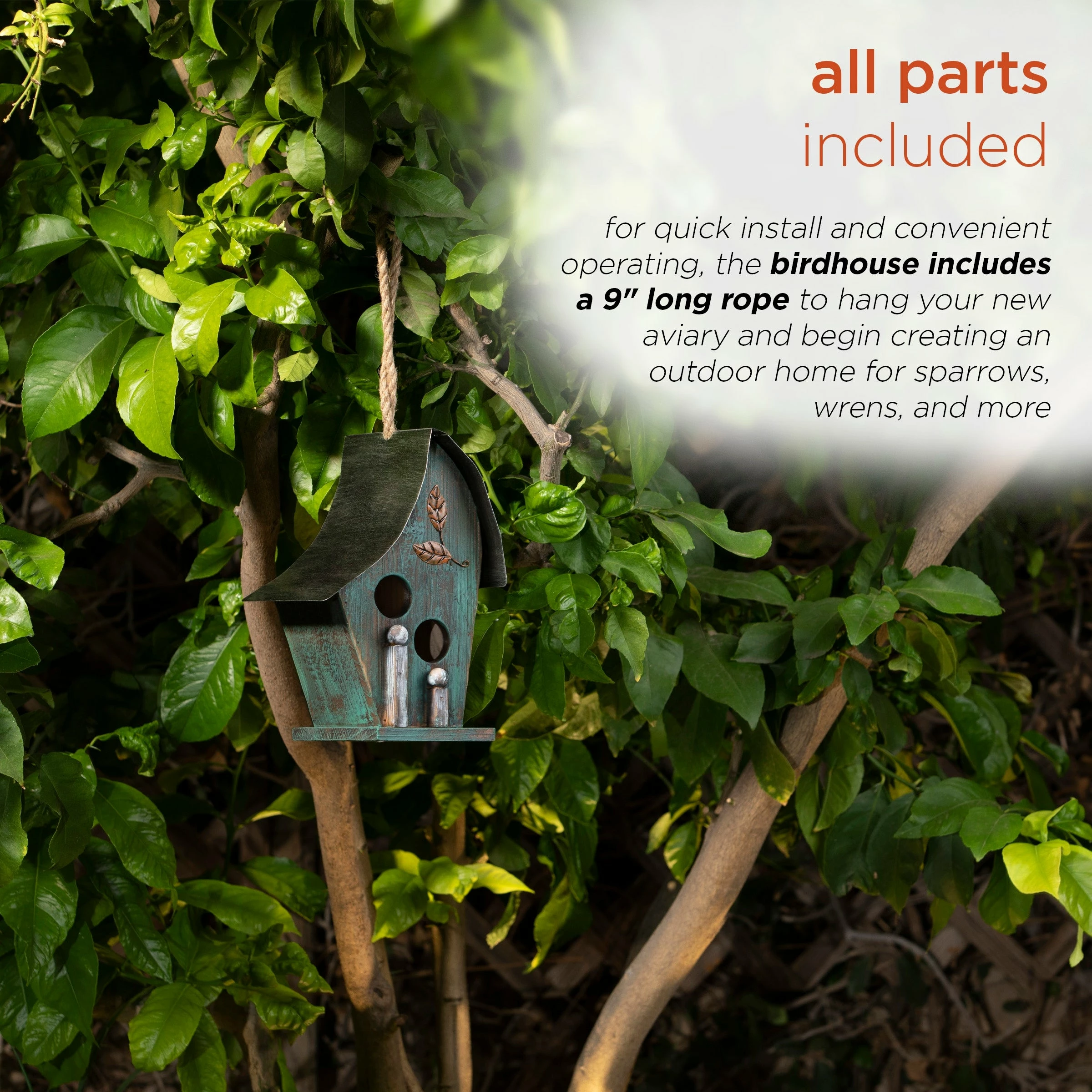 Cheap ⨠Alpine Corporation 12" Tall Outdoor Hanging Wooden Birdhouse, Turquoise 𧨠- Image 5