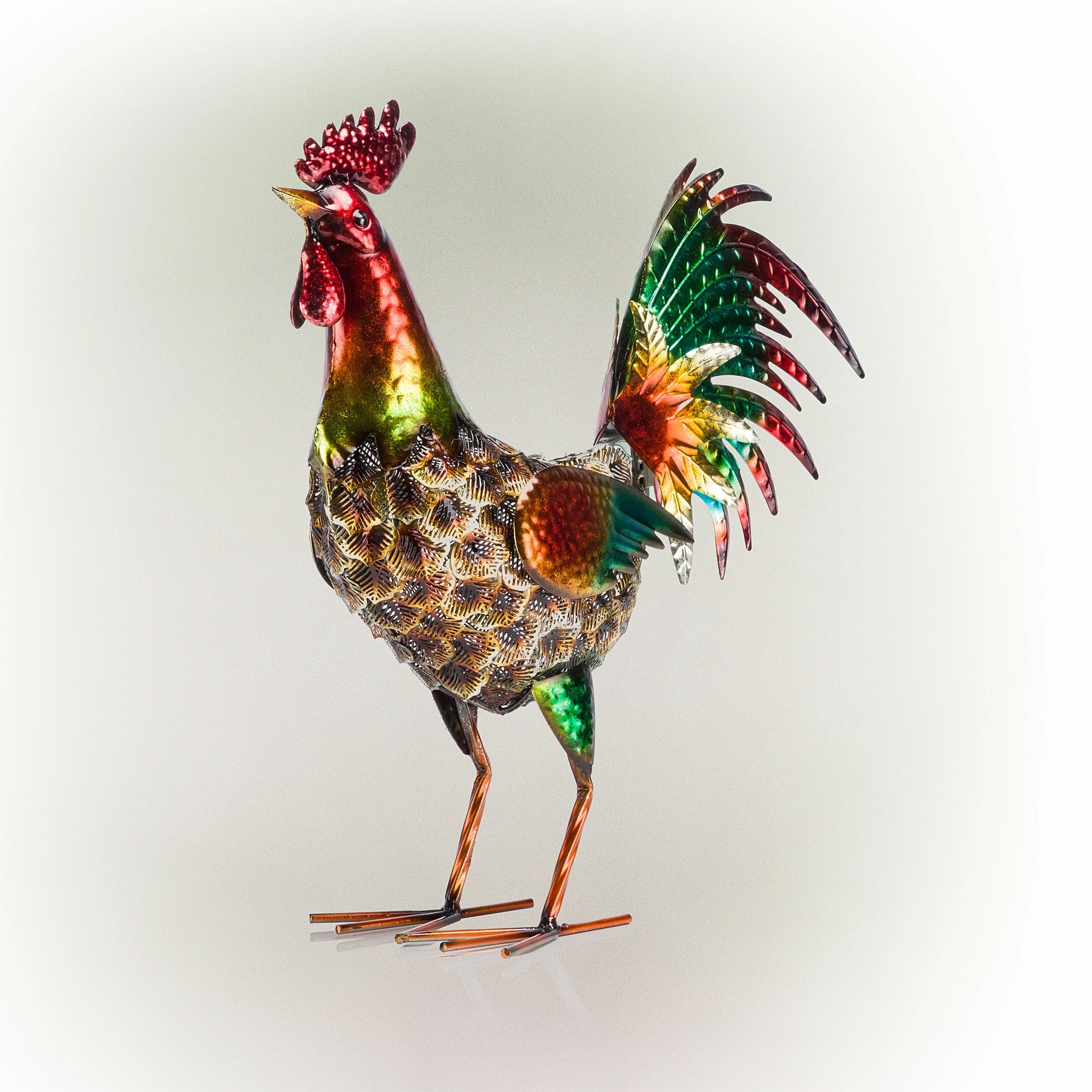 Flash Sale π Alpine Corporation 16" Tall Outdoor Metallic Rooster Standing Yard Statue Decoration Green β¨ - Image 2