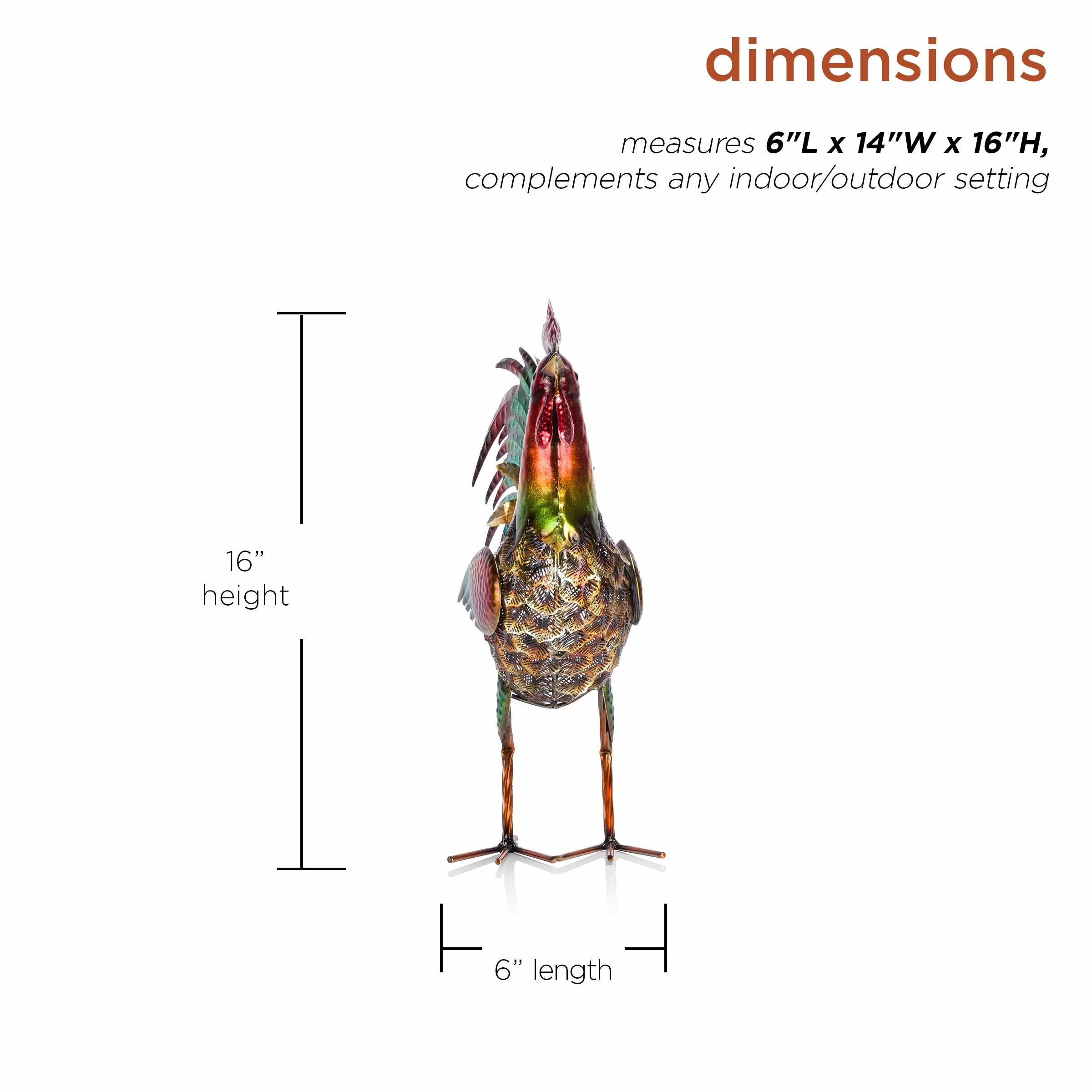 Flash Sale π Alpine Corporation 16" Tall Outdoor Metallic Rooster Standing Yard Statue Decoration Green β¨ - Image 3