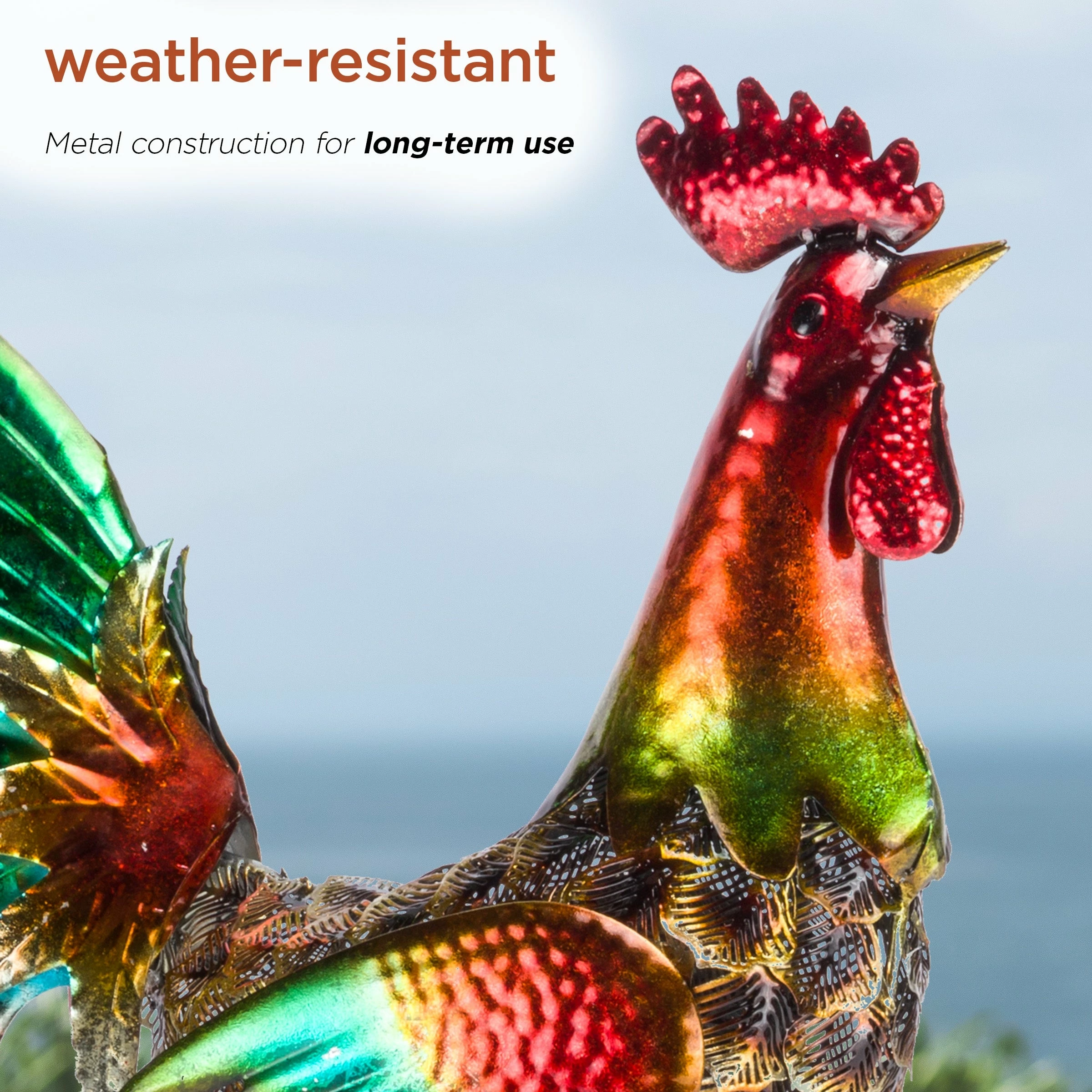 Flash Sale π Alpine Corporation 16" Tall Outdoor Metallic Rooster Standing Yard Statue Decoration Green β¨ - Image 7