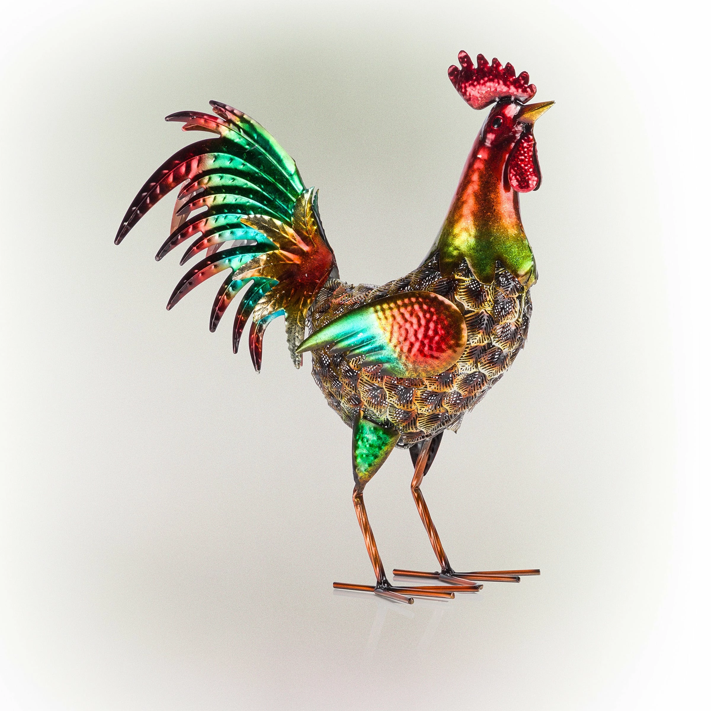 Flash Sale π Alpine Corporation 16" Tall Outdoor Metallic Rooster Standing Yard Statue Decoration Green β¨ - Image 8