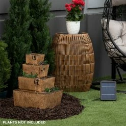 Best deal ✔️ Alpine Corporation 17" Tall Solar Rustic Tiered Fountain Yard Decoration With LED Lights 👏