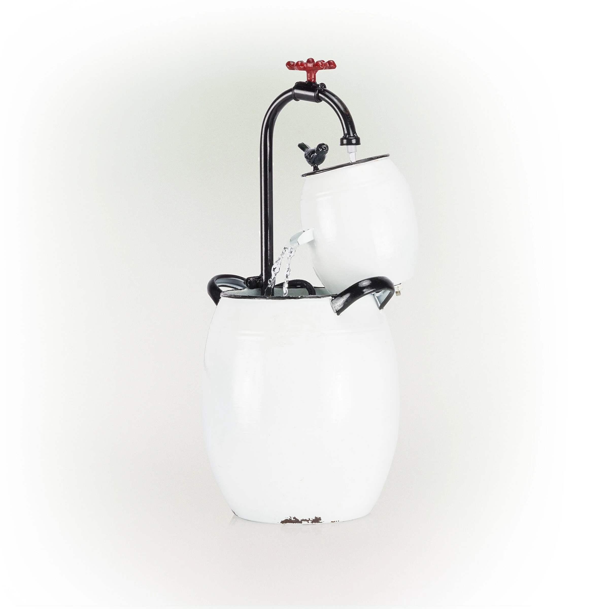 Discount π Alpine Corporation 19" Tall White Barrels & Faucet Tabletop Fountain Decoration π₯° - Image 8