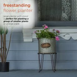 Best reviews of ✔️ Alpine Corporation 20" Tall Outdoor Large Metal Flower Can Planter With Stand - 12x11x20 🥰 -Alpine Corporation Sales Alpine 20 Inch Outdoor Large Metal Flower Can Planter with Stand 2
