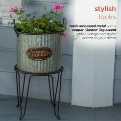 Best reviews of ✔️ Alpine Corporation 20" Tall Outdoor Large Metal Flower Can Planter With Stand - 12x11x20 🥰 -Alpine Corporation Sales Alpine 20 Inch Outdoor Large Metal Flower Can Planter with Stand 3