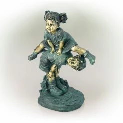 New π Alpine Corporation 26" Tall Indoor/Outdoor Girl Jumping Over Boy Statue Yard Art Decoration π 26 New π Alpine Corporation 26" Tall Indoor/Outdoor Girl Jumping Over Boy Statue Yard Art Decoration π -Alpine Corporation Sales Alpine 26 Inch Indoor Outdoor Girl Jumping Over Boy Statue 10