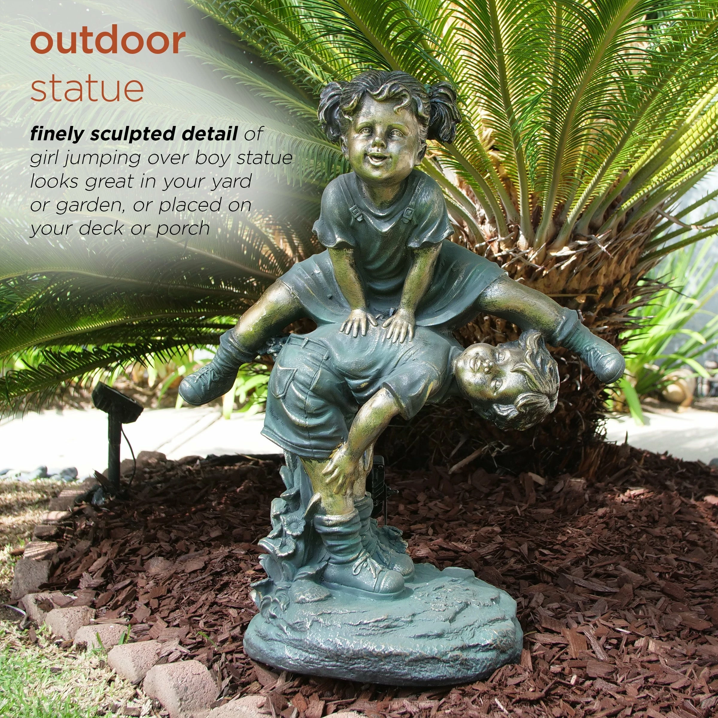 New π Alpine Corporation 26" Tall Indoor/Outdoor Girl Jumping Over Boy Statue Yard Art Decoration π 8 New π Alpine Corporation 26" Tall Indoor/Outdoor Girl Jumping Over Boy Statue Yard Art Decoration π - Image 6