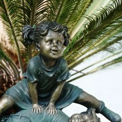 New π Alpine Corporation 26" Tall Indoor/Outdoor Girl Jumping Over Boy Statue Yard Art Decoration π 25 New π Alpine Corporation 26" Tall Indoor/Outdoor Girl Jumping Over Boy Statue Yard Art Decoration π -Alpine Corporation Sales Alpine 26 Inch Indoor Outdoor Girl Jumping Over Boy Statue 9