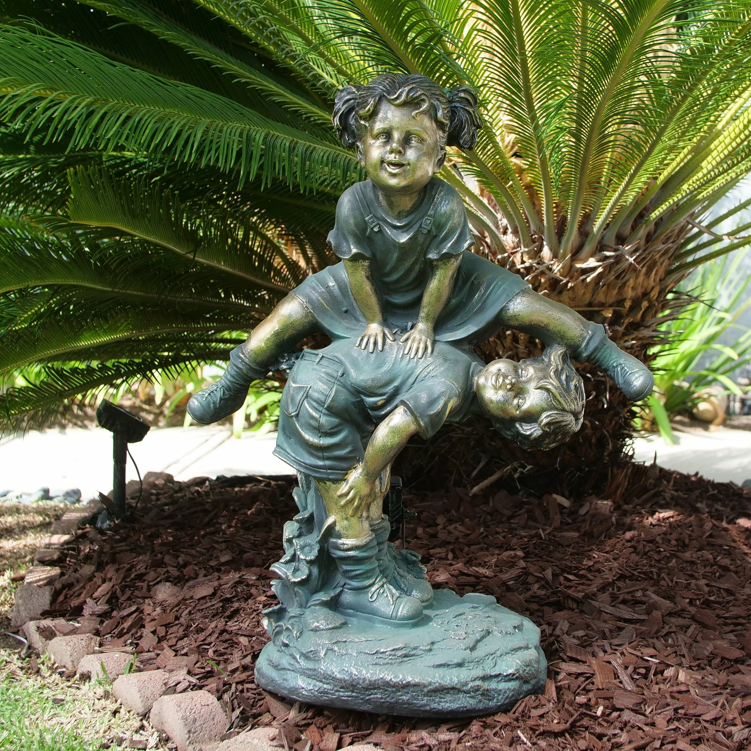 New π Alpine Corporation 26" Tall Indoor/Outdoor Girl Jumping Over Boy Statue Yard Art Decoration π 3 New π Alpine Corporation 26" Tall Indoor/Outdoor Girl Jumping Over Boy Statue Yard Art Decoration π