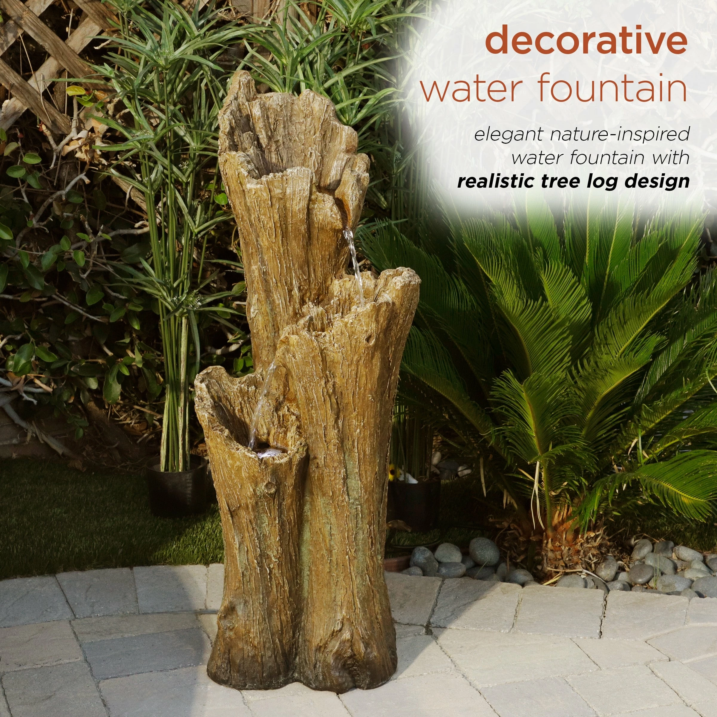 Wholesale π Alpine Corporation 39" Tall Outdoor 3-Tier Cascading Tree Bark Water Fountain With LED Lights β¨ - Image 4