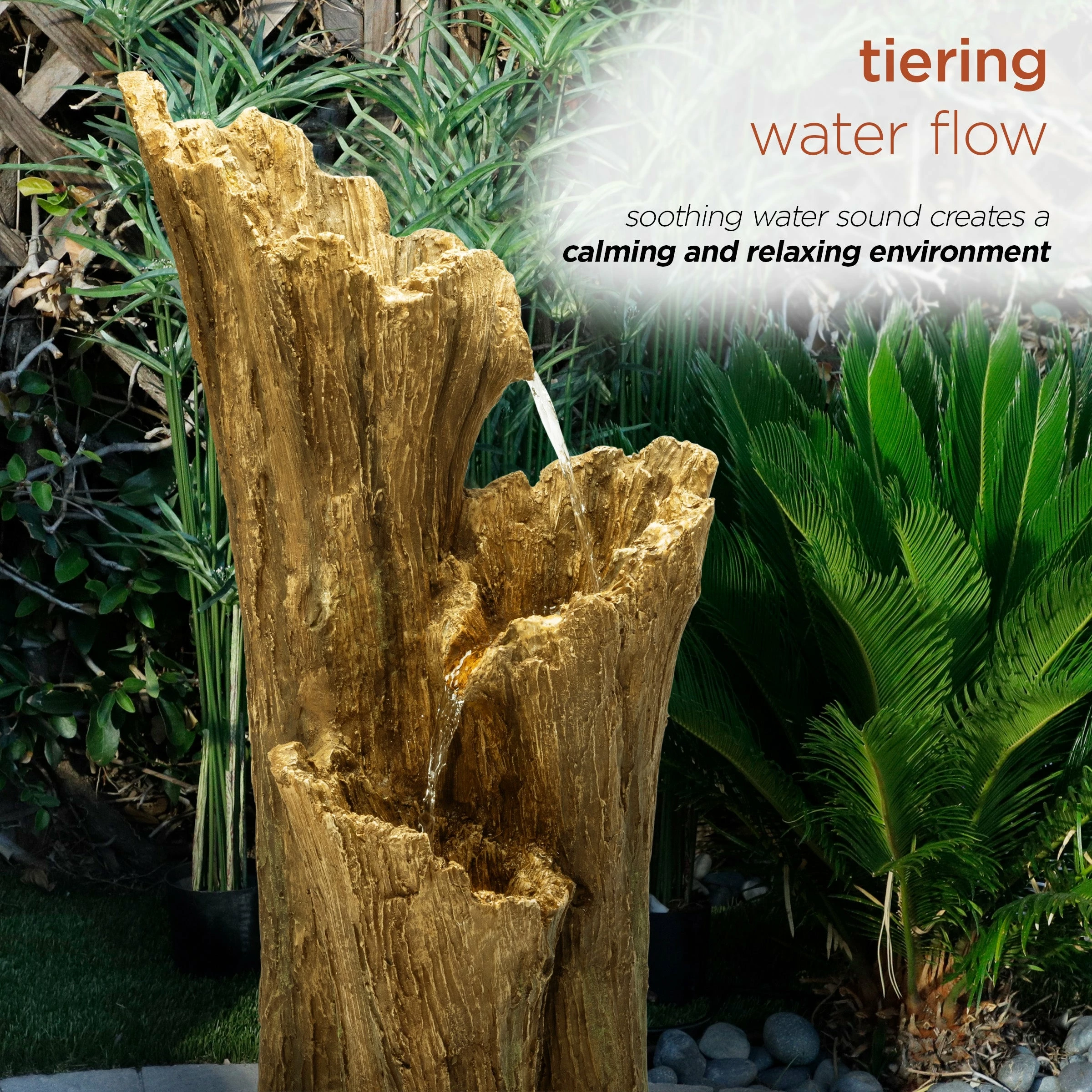 Wholesale π Alpine Corporation 39" Tall Outdoor 3-Tier Cascading Tree Bark Water Fountain With LED Lights β¨ - Image 5