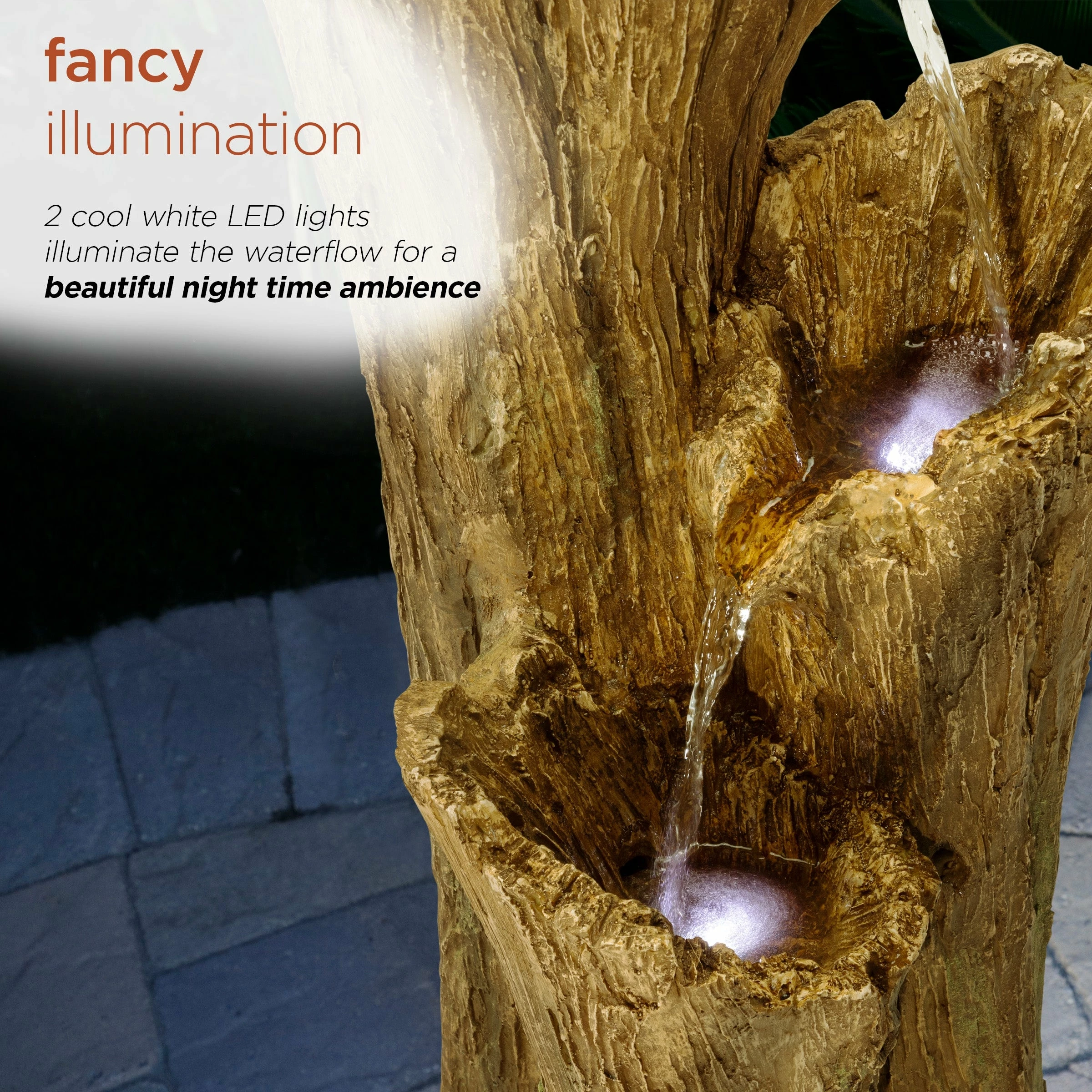 Wholesale π Alpine Corporation 39" Tall Outdoor 3-Tier Cascading Tree Bark Water Fountain With LED Lights β¨ - Image 6