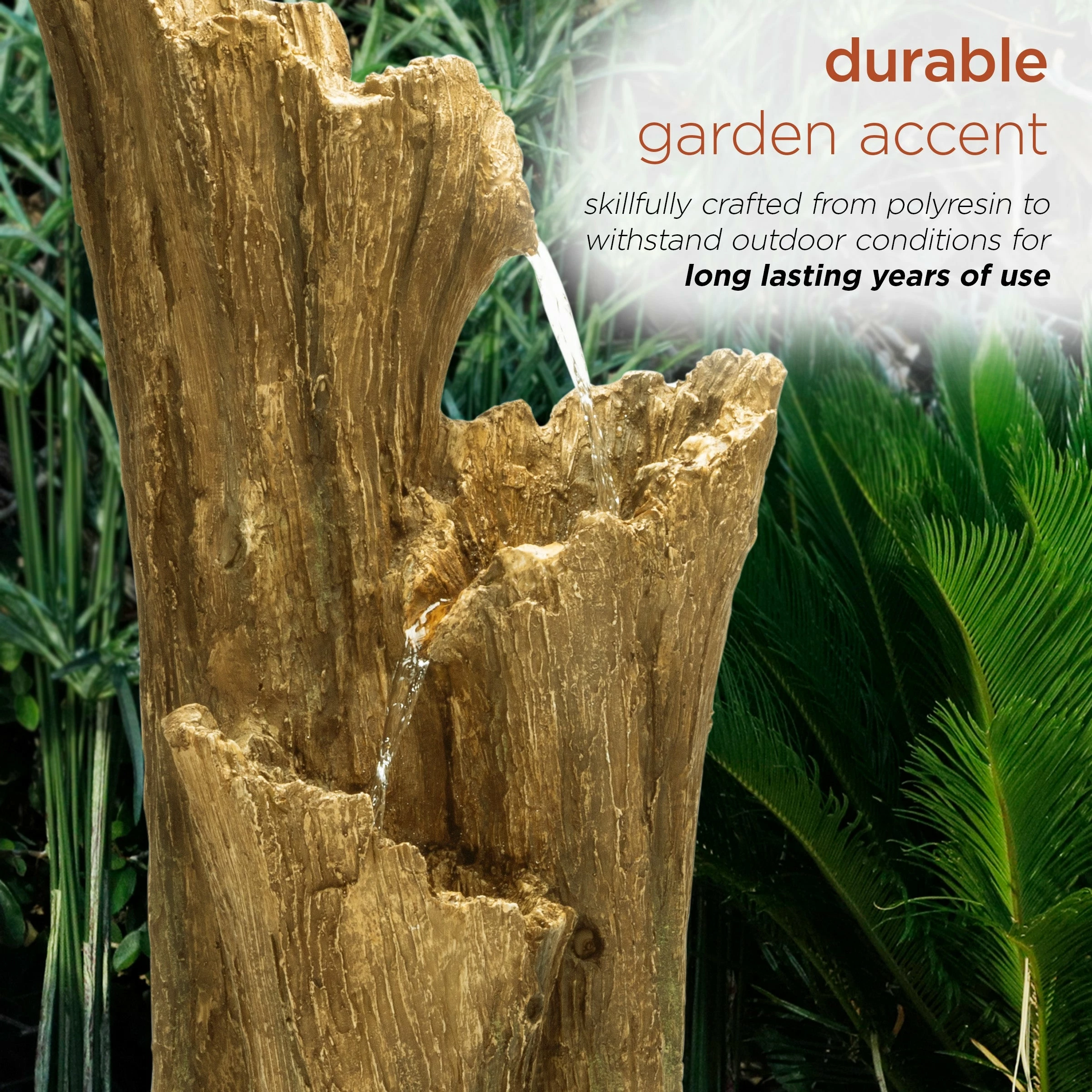 Wholesale π Alpine Corporation 39" Tall Outdoor 3-Tier Cascading Tree Bark Water Fountain With LED Lights β¨ - Image 7