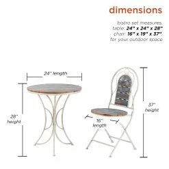 Buy 🎁 Alpine Corporation Indoor/Outdoor 3-Piece Wood And Metal Bistro Set Table And Folding Chairs Patio Seating 💯 -Alpine Corporation Sales Alpine 3 Piece Wood and Metal Bistro Set Table and Folding Chairs 2