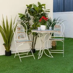 Buy π Alpine Corporation Indoor/Outdoor 3-Piece Wood And Metal Bistro Set Table And Folding Chairs Patio Seating π―