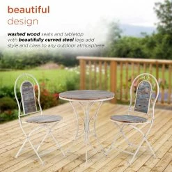Buy 🎁 Alpine Corporation Indoor/Outdoor 3-Piece Wood And Metal Bistro Set Table And Folding Chairs Patio Seating 💯 -Alpine Corporation Sales Alpine 3 Piece Wood and Metal Bistro Set Table and Folding Chairs 5