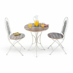 Buy 🎁 Alpine Corporation Indoor/Outdoor 3-Piece Wood And Metal Bistro Set Table And Folding Chairs Patio Seating 💯 -Alpine Corporation Sales Alpine 3 Piece Wood and Metal Bistro Set Table and Folding Chairs 9