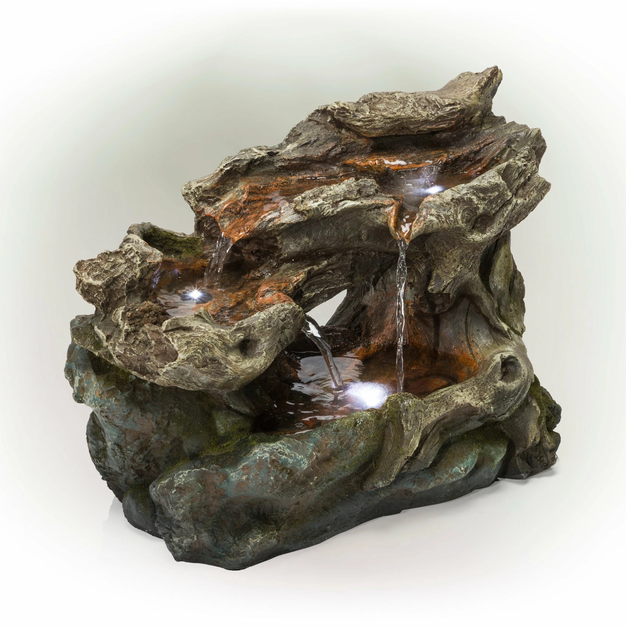 Promo π Alpine Corporation 10" Tall Tabletop 3-Tier Waterfall Rock Fountain With LED Lights π― - Image 9