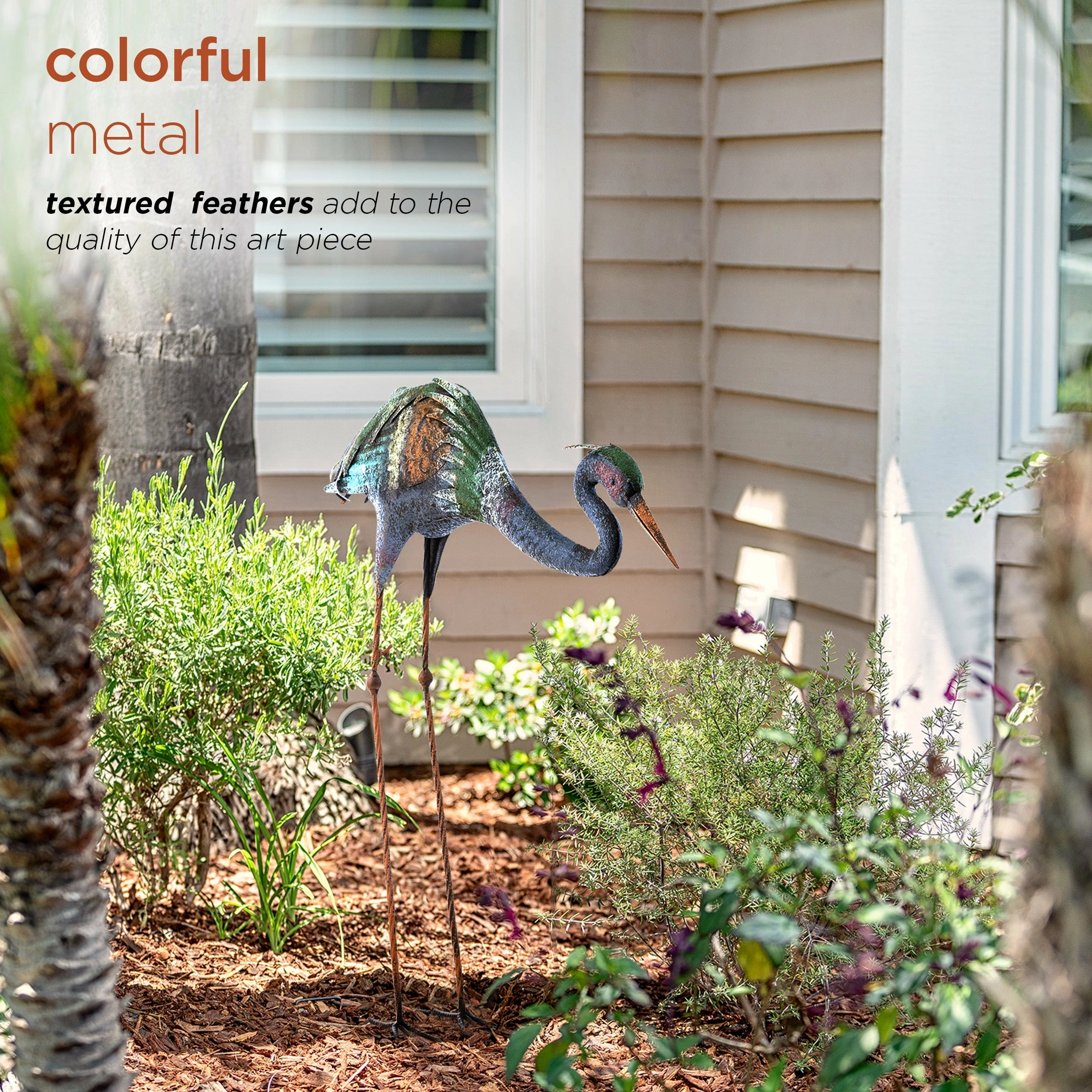 Best Sale π₯° Alpine Corporation 30" Tall Outdoor Rustic Metal Bowing Crane Statue Yard Art Decoration π - Image 6