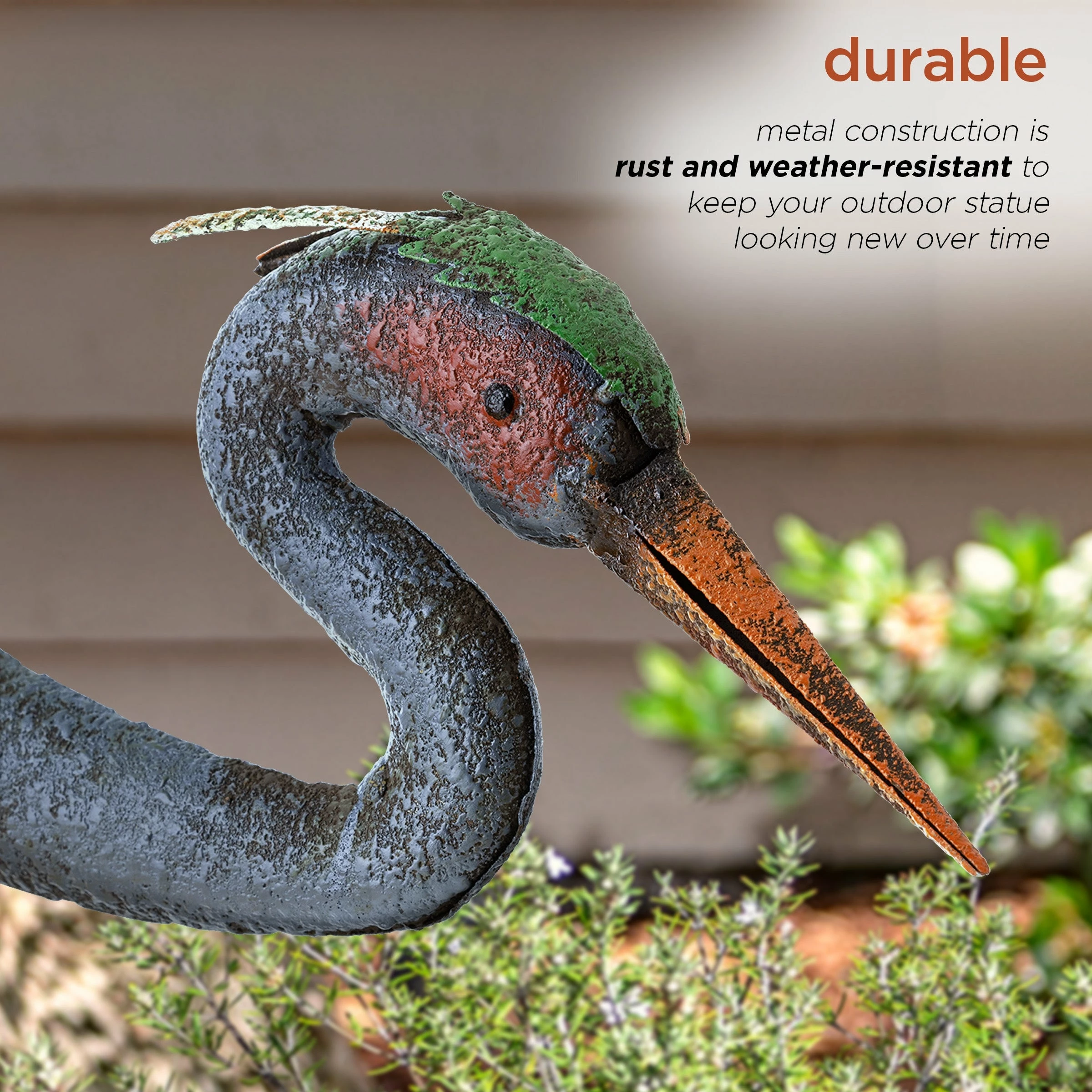 Best Sale π₯° Alpine Corporation 30" Tall Outdoor Rustic Metal Bowing Crane Statue Yard Art Decoration π - Image 7