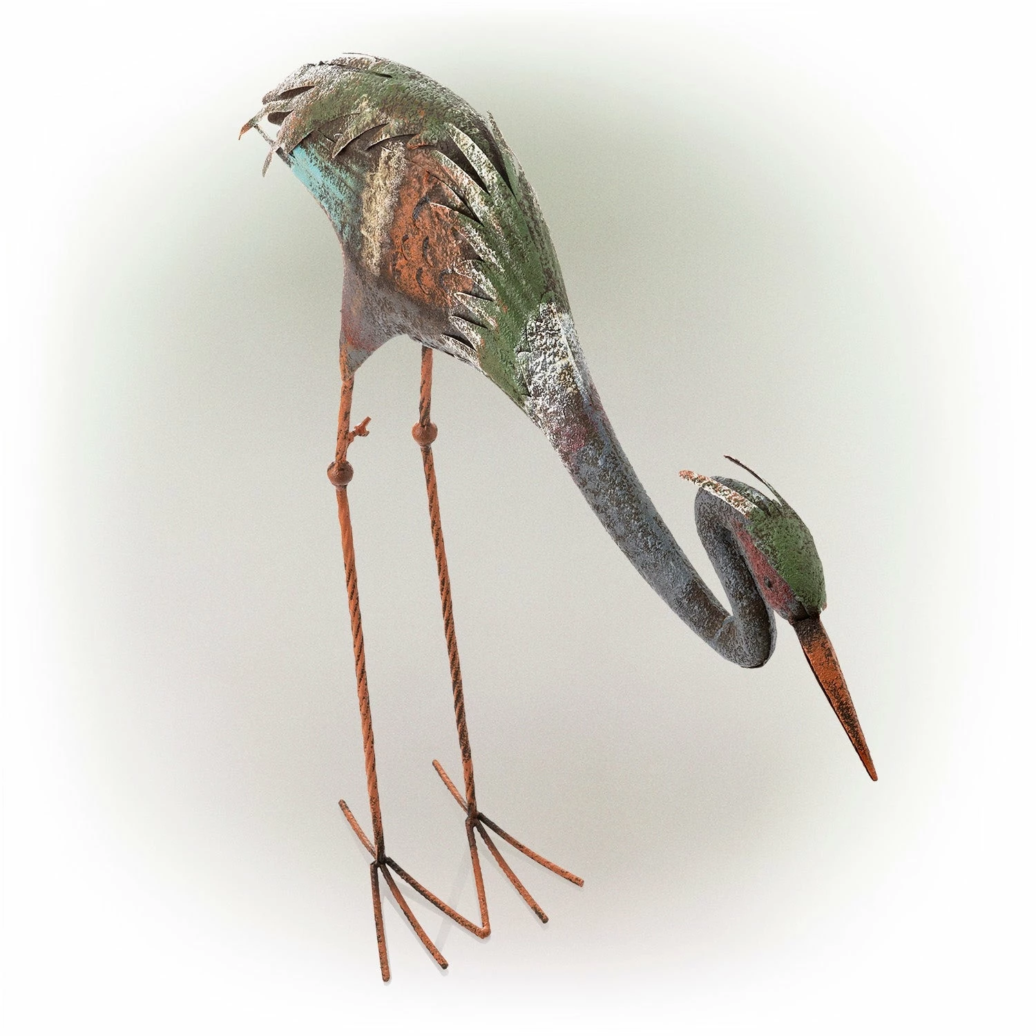 Best Sale π₯° Alpine Corporation 30" Tall Outdoor Rustic Metal Bowing Crane Statue Yard Art Decoration π - Image 10