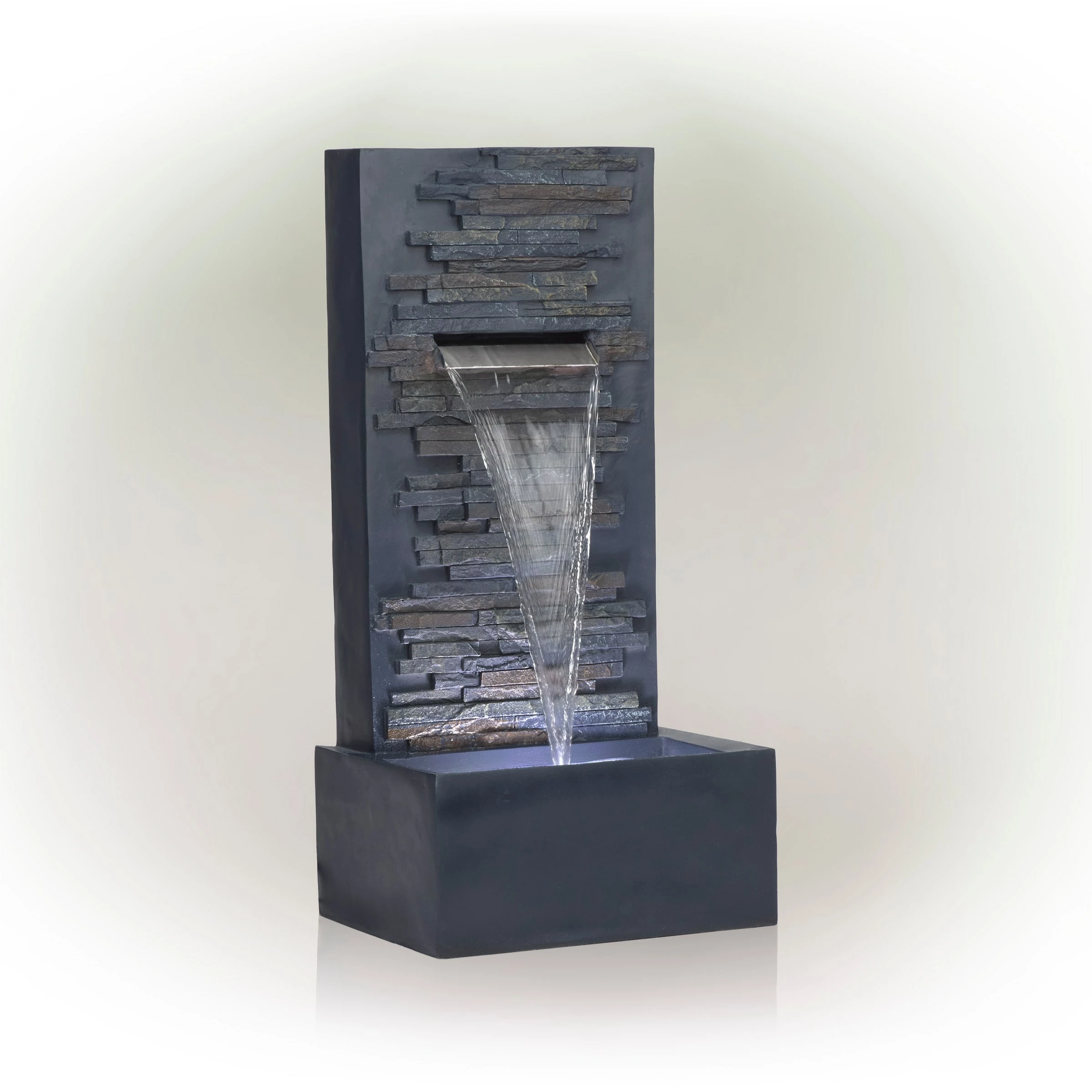 Wholesale π Alpine Corporation 32" Tall Cascading Stone Wall Fountain Decoration With LED Lights 𧨠- Image 9
