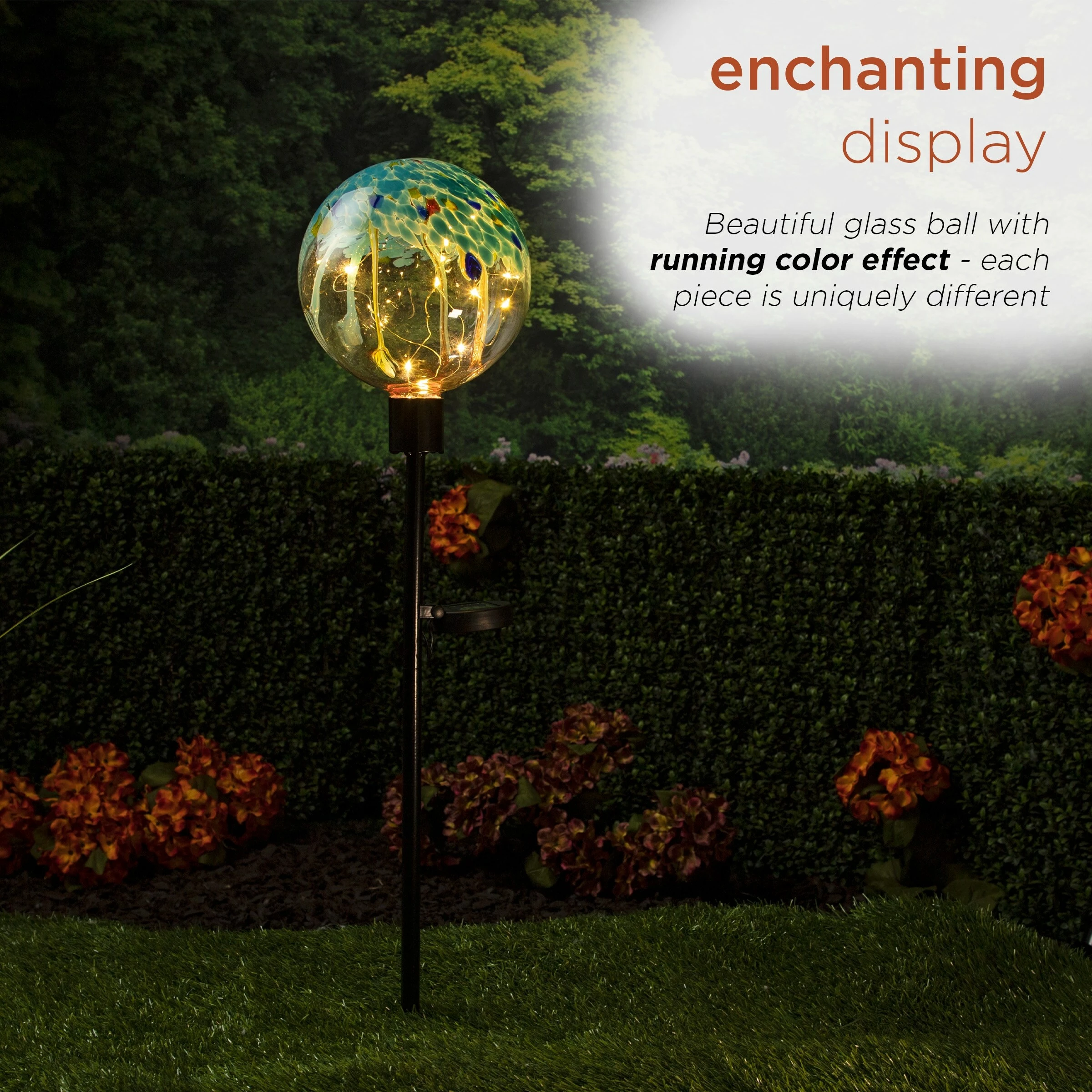 Best Pirce π₯ Alpine Corporation 33" Tall Outdoor Solar Globe Garden Stake With LED Lights, Multicolor β¨ - Image 4