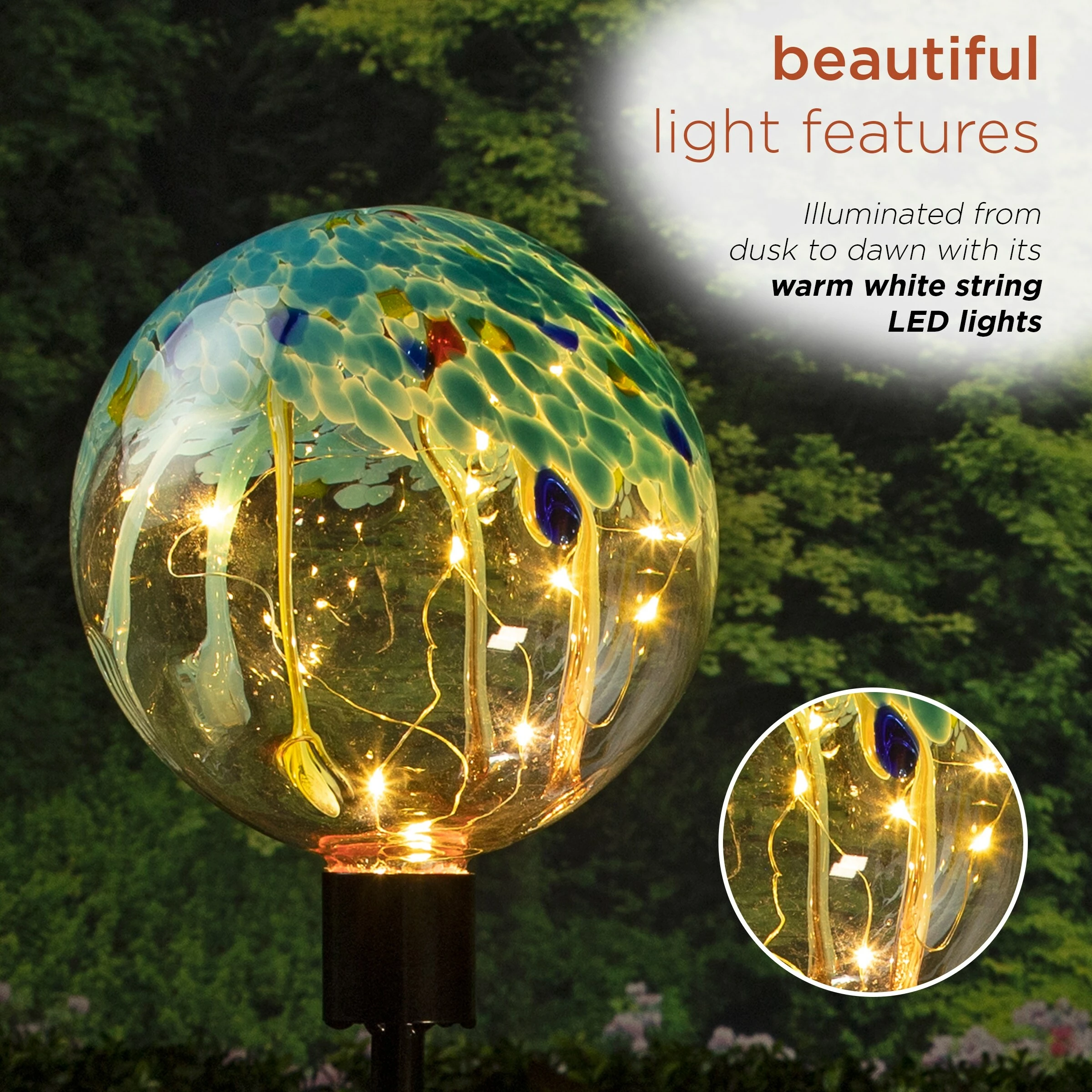 Best Pirce π₯ Alpine Corporation 33" Tall Outdoor Solar Globe Garden Stake With LED Lights, Multicolor β¨ - Image 5