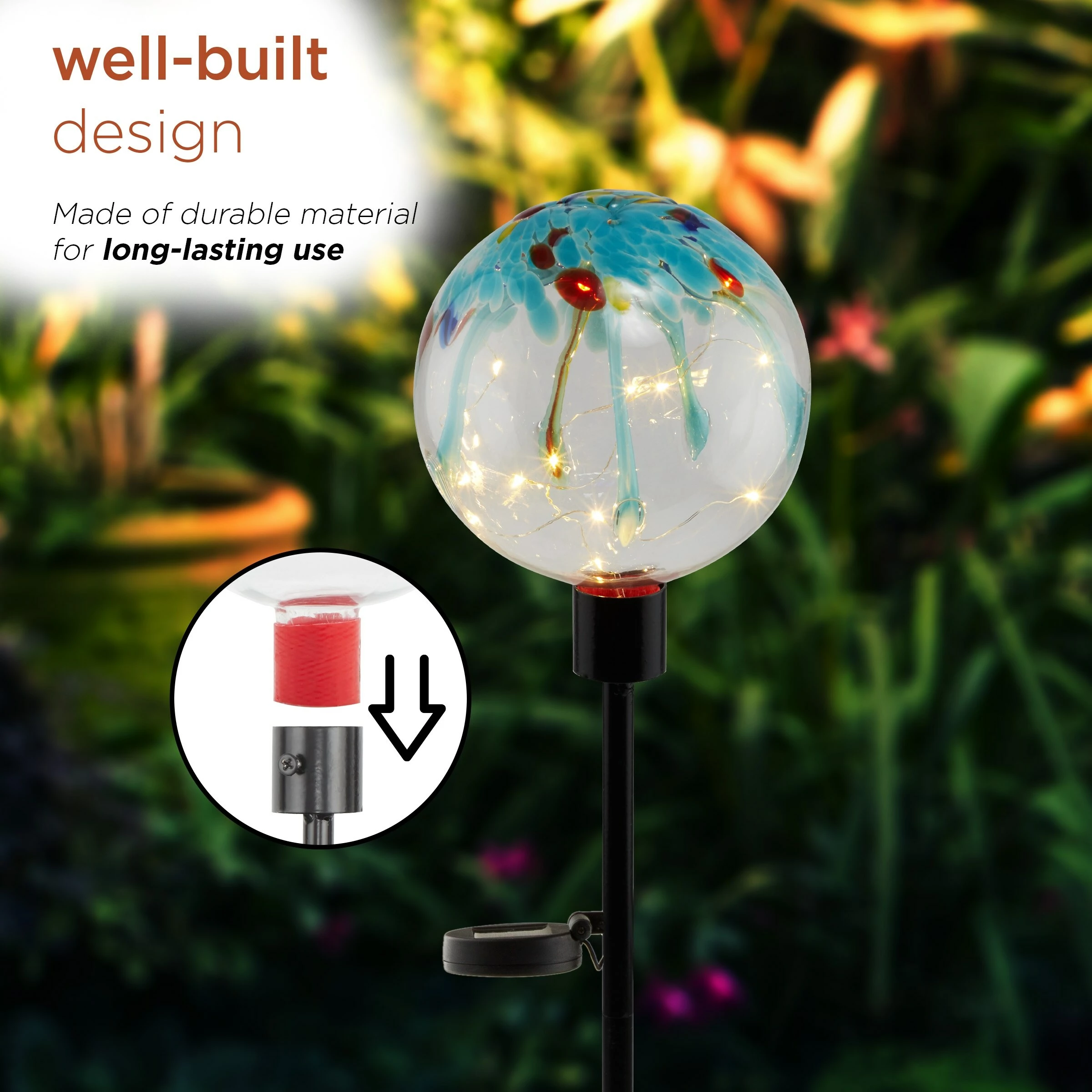 Best Pirce π₯ Alpine Corporation 33" Tall Outdoor Solar Globe Garden Stake With LED Lights, Multicolor β¨ - Image 7