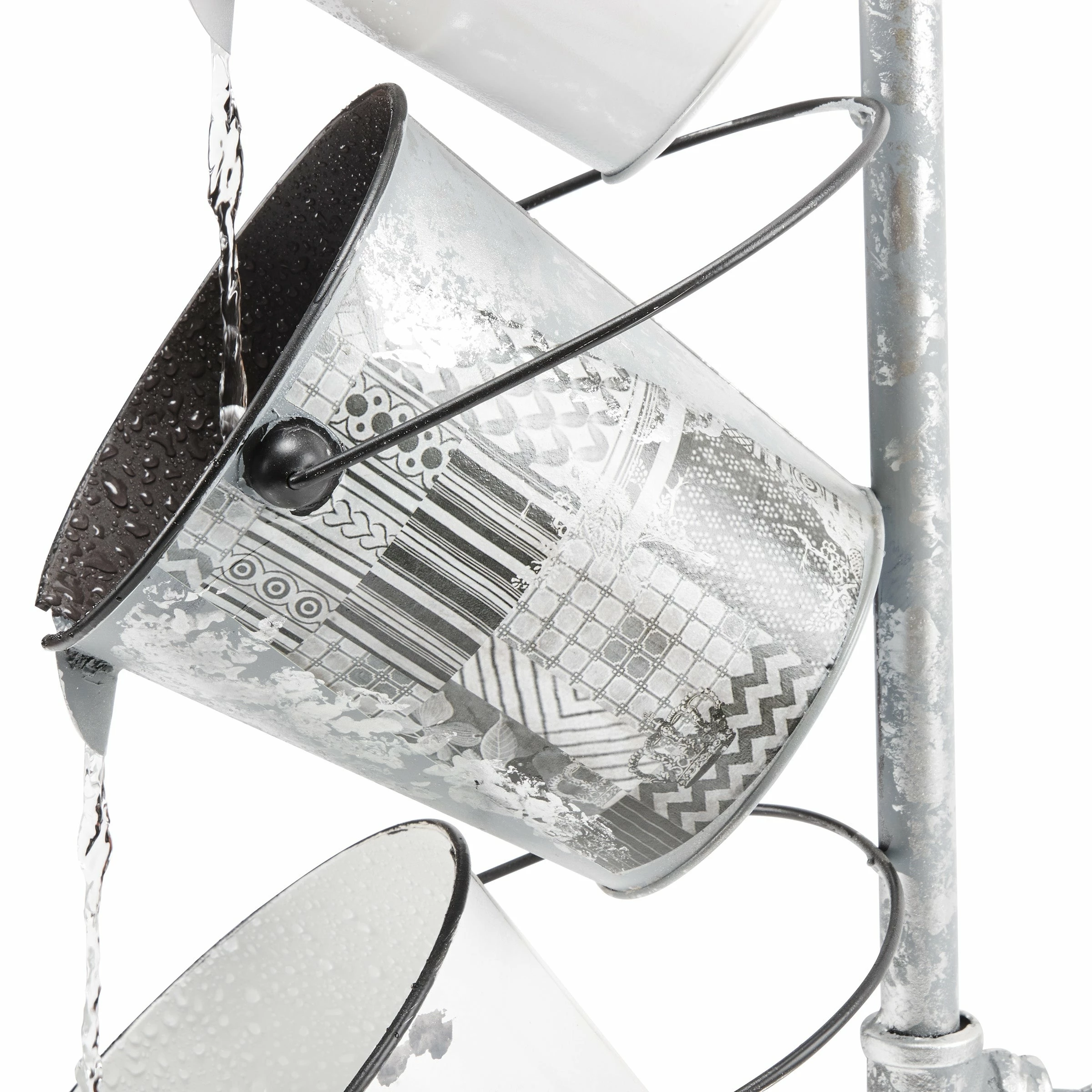 Promo β Alpine Corporation 33" Tall Rustic Metal Pails Fountain Yard Decoration, White π - Image 11