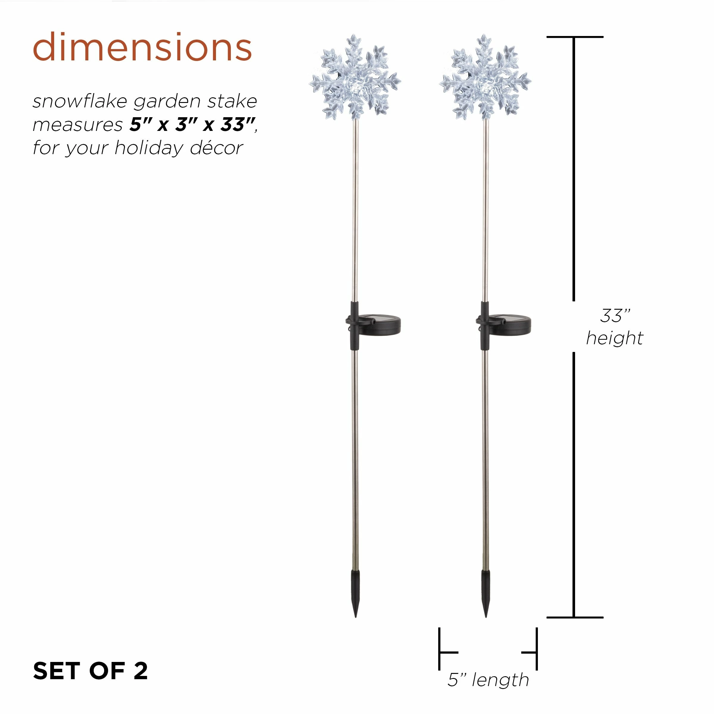 Deals 𧨠Alpine Corporation 33"H Outdoor Solar 3D Snowflake Garden Lawn Stakes With LED Lights (Set Of 2) - White π - Image 3