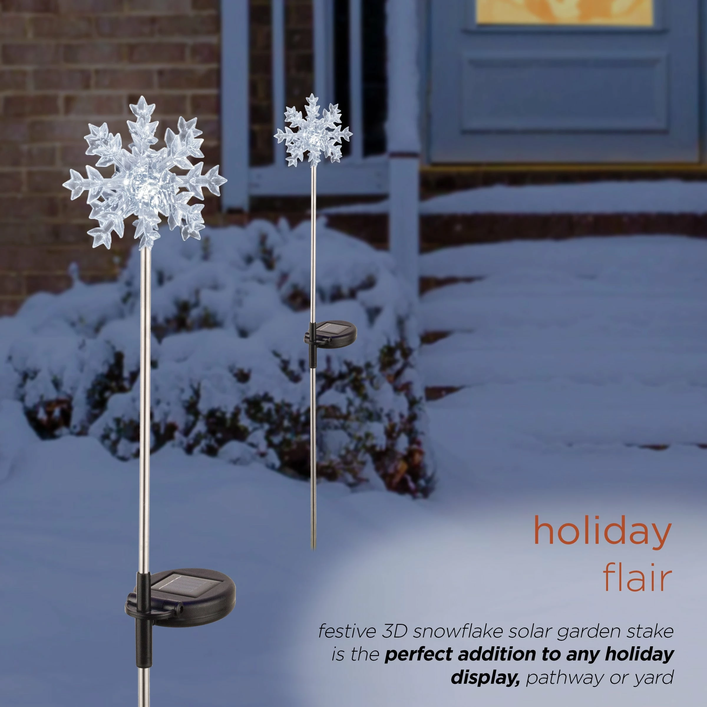 Deals 𧨠Alpine Corporation 33"H Outdoor Solar 3D Snowflake Garden Lawn Stakes With LED Lights (Set Of 2) - White π - Image 4