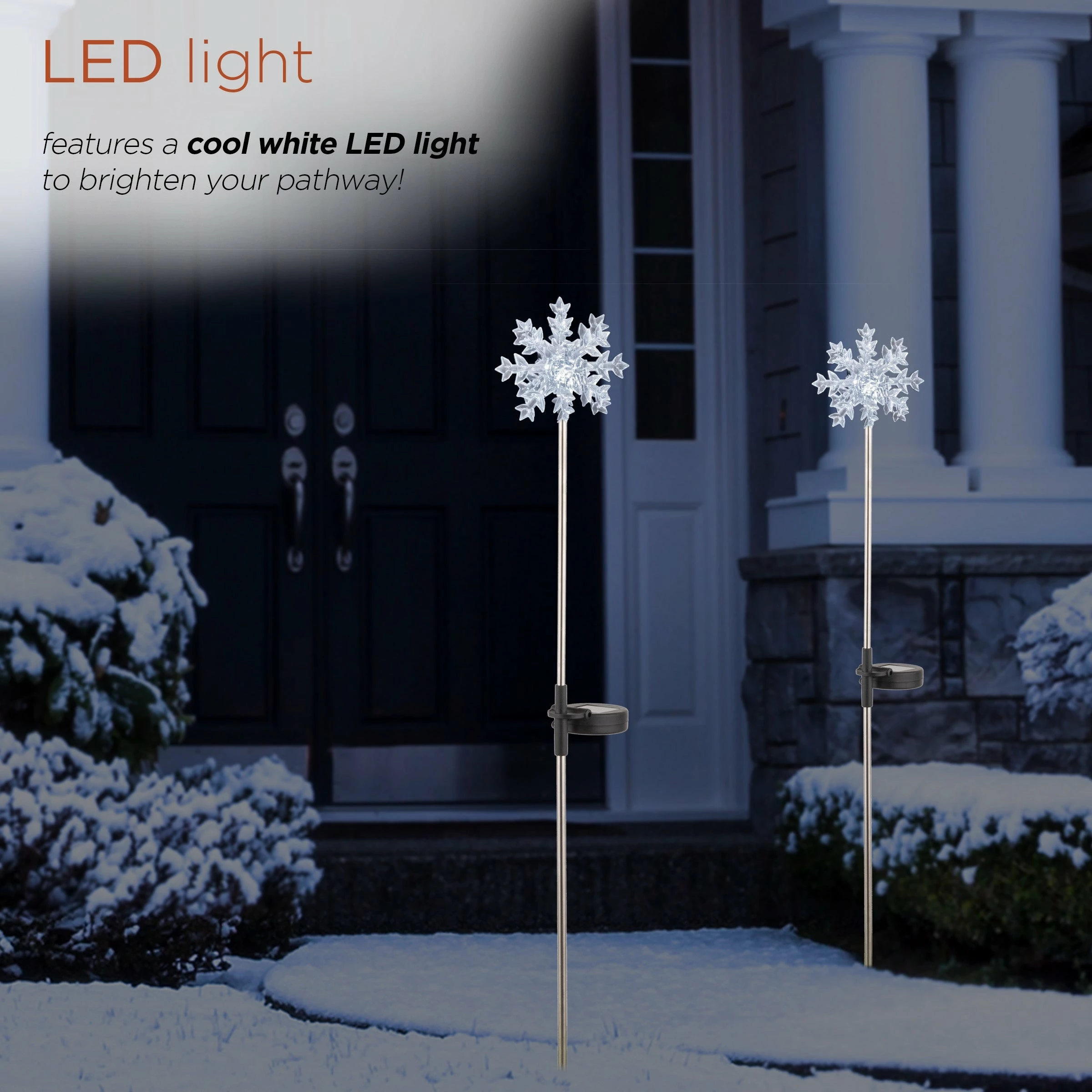 Deals 𧨠Alpine Corporation 33"H Outdoor Solar 3D Snowflake Garden Lawn Stakes With LED Lights (Set Of 2) - White π - Image 5