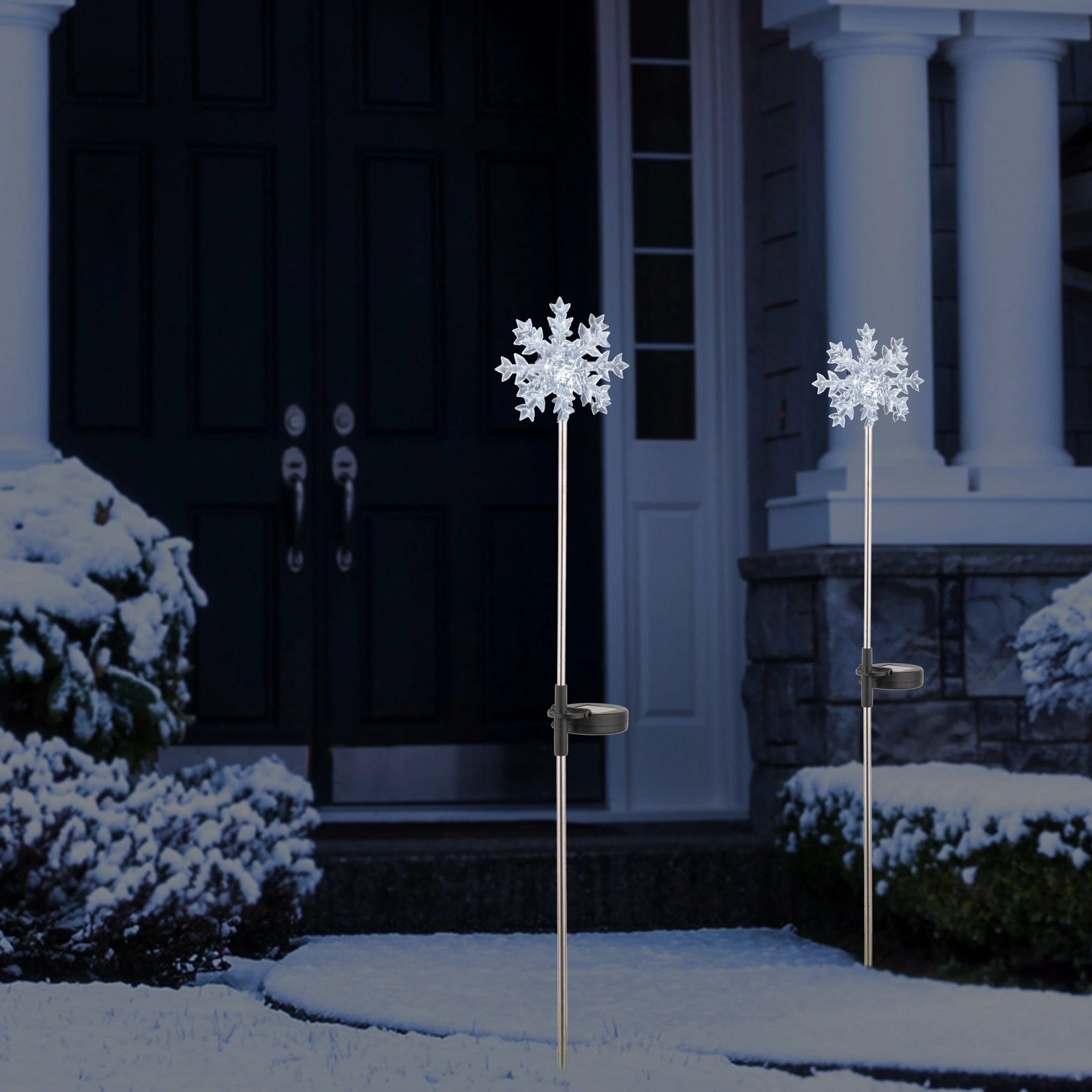 Deals 𧨠Alpine Corporation 33"H Outdoor Solar 3D Snowflake Garden Lawn Stakes With LED Lights (Set Of 2) - White π