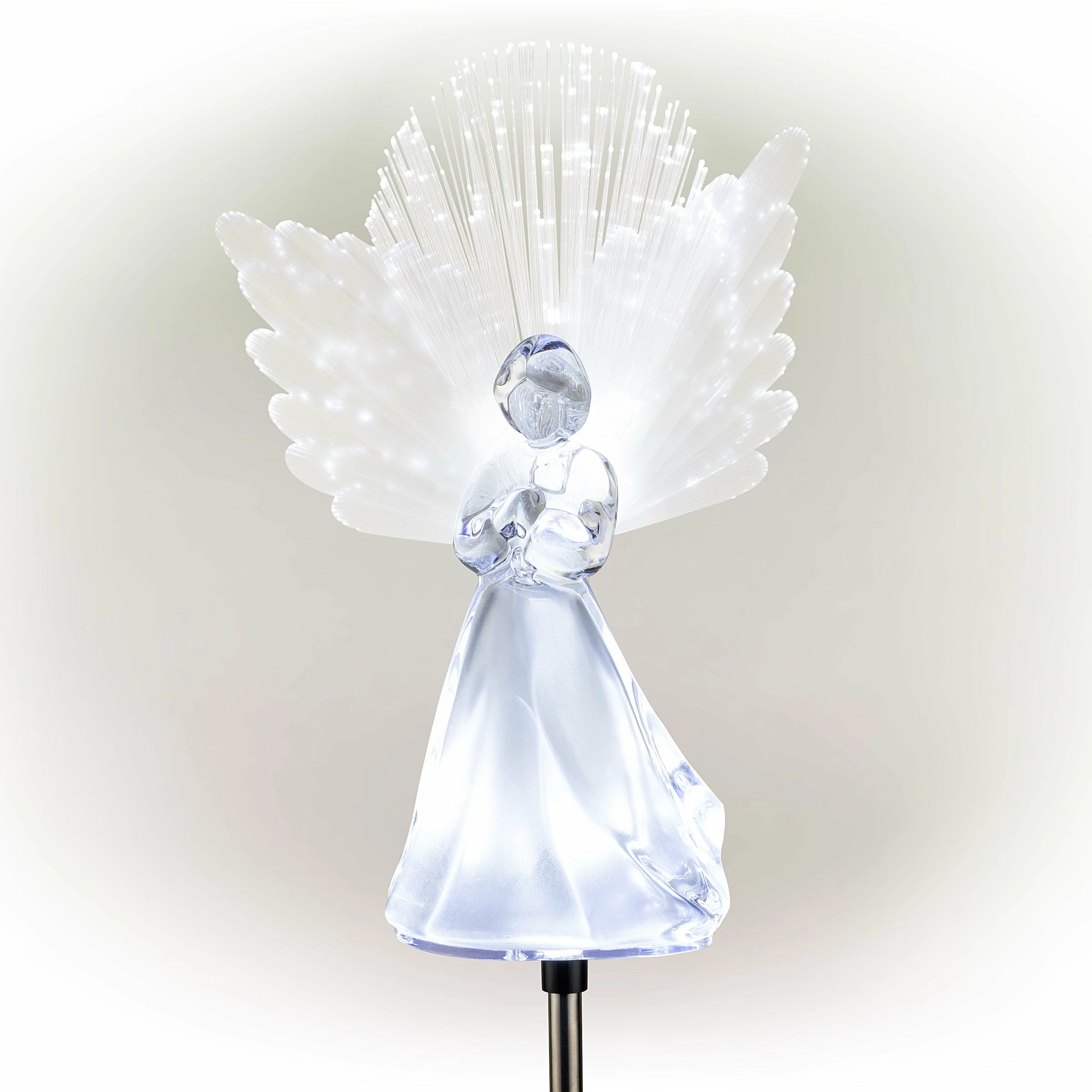 Best reviews of π Alpine Corporation 37"H Outdoor Solar Angel Garden Stakes With Fiber Optic Wings And LED Lights (Set Of 2) - White π - Image 2
