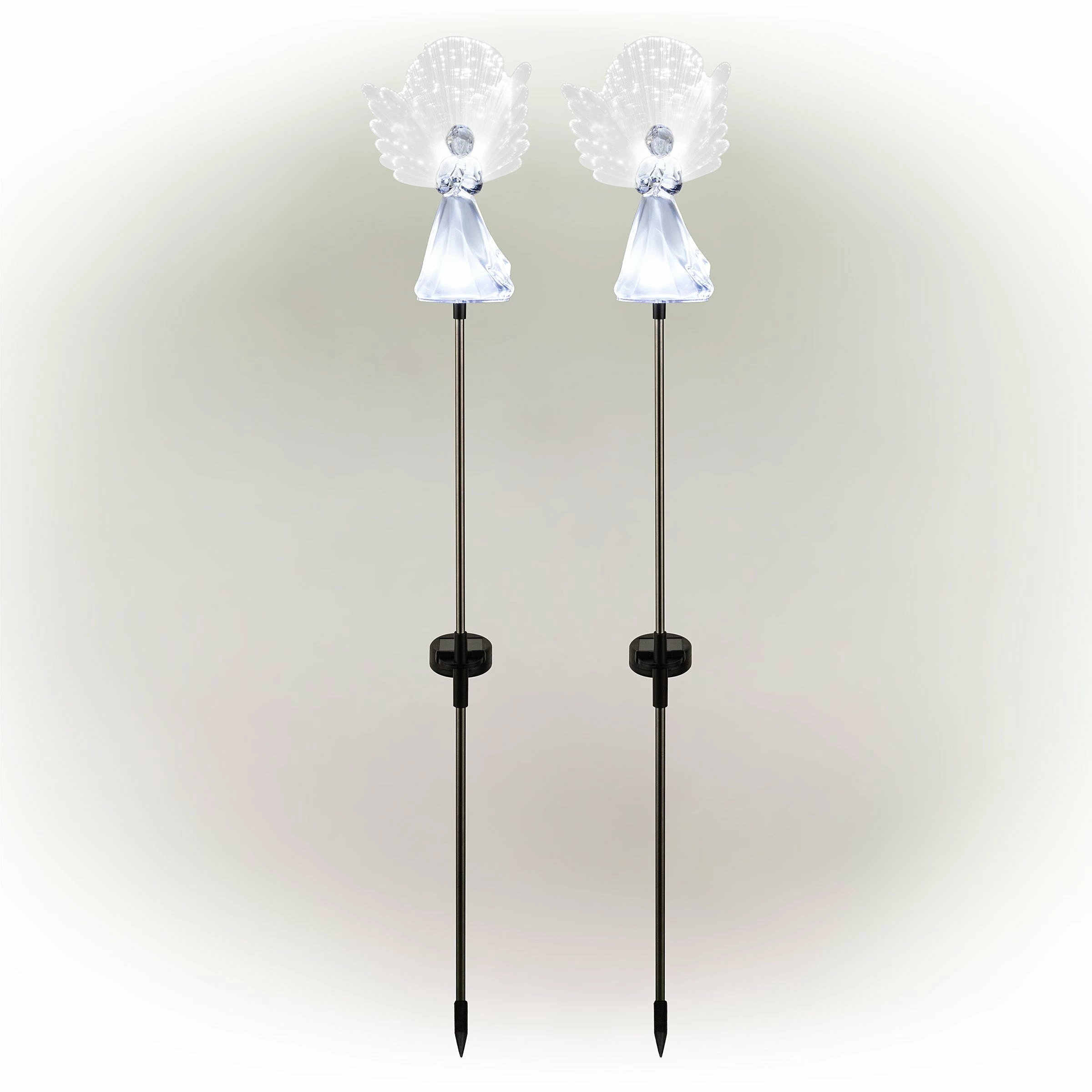 Best reviews of π Alpine Corporation 37"H Outdoor Solar Angel Garden Stakes With Fiber Optic Wings And LED Lights (Set Of 2) - White π - Image 10