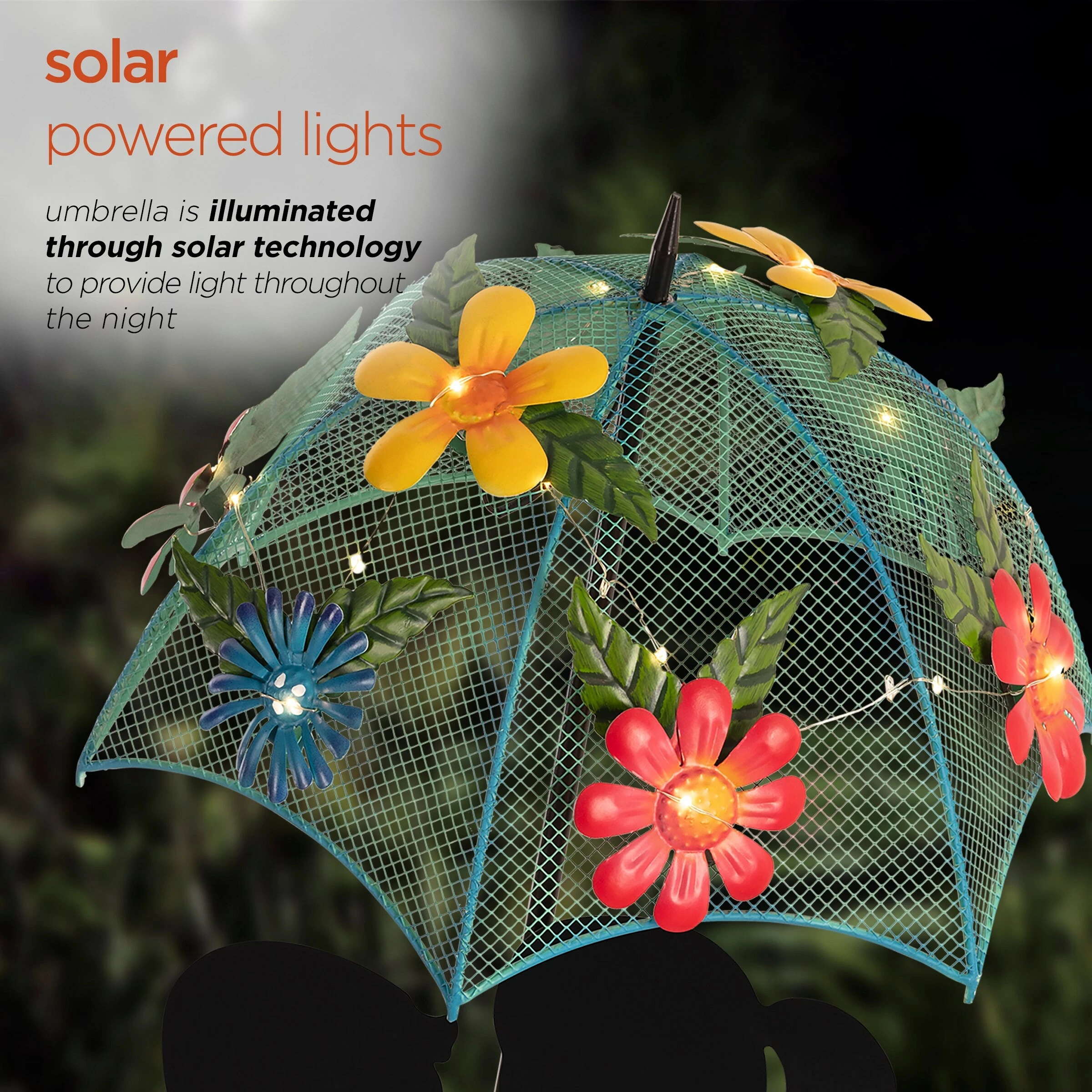 Buy β¨ Alpine Corporation 39" Tall Outdoor Solar Powered LED Lights Girl And Boy Silhouette With Umbrella Yard Statue π - Image 5