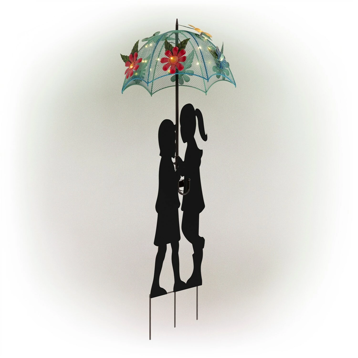 Buy β¨ Alpine Corporation 39" Tall Outdoor Solar Powered LED Lights Girl And Boy Silhouette With Umbrella Yard Statue π - Image 9