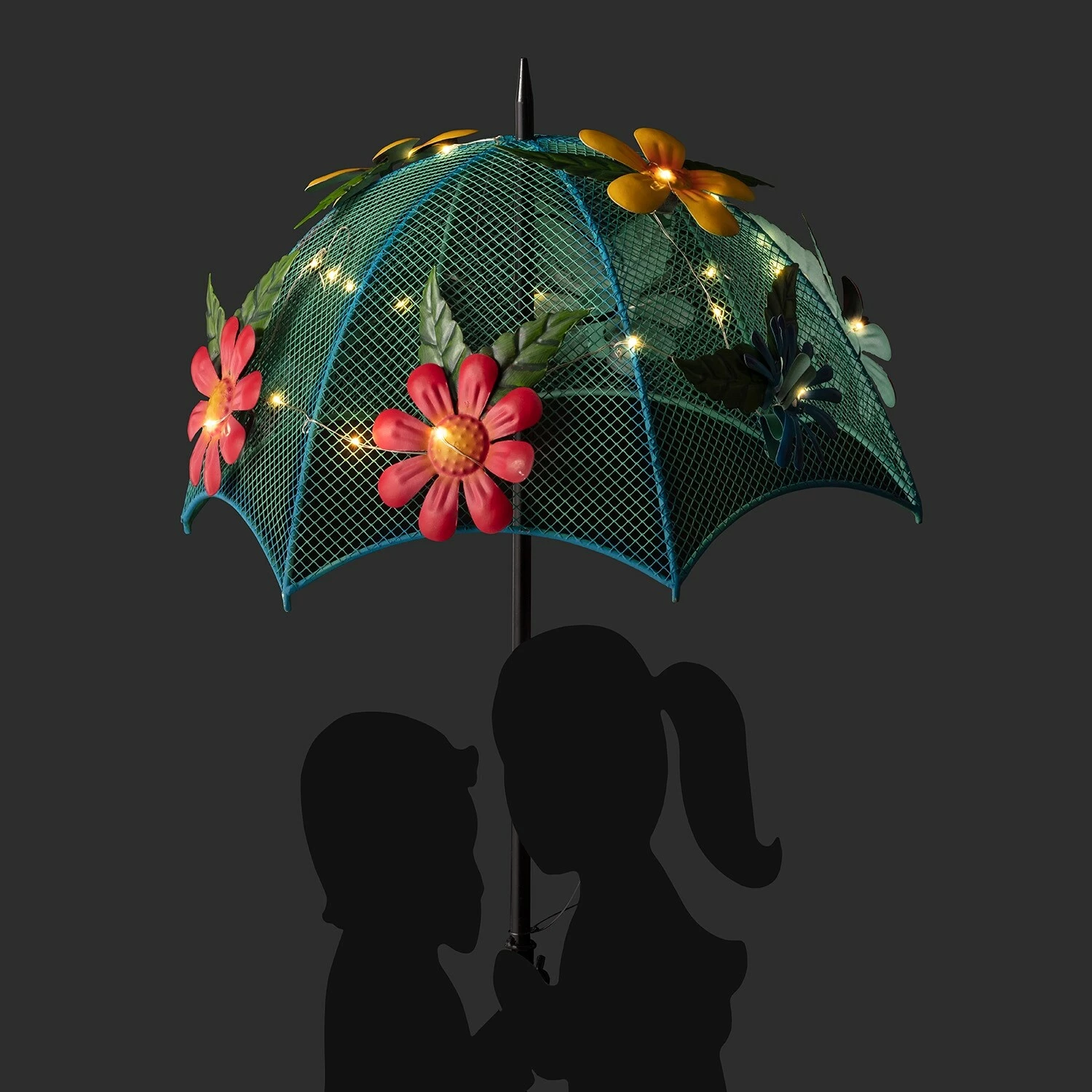 Buy β¨ Alpine Corporation 39" Tall Outdoor Solar Powered LED Lights Girl And Boy Silhouette With Umbrella Yard Statue π - Image 10