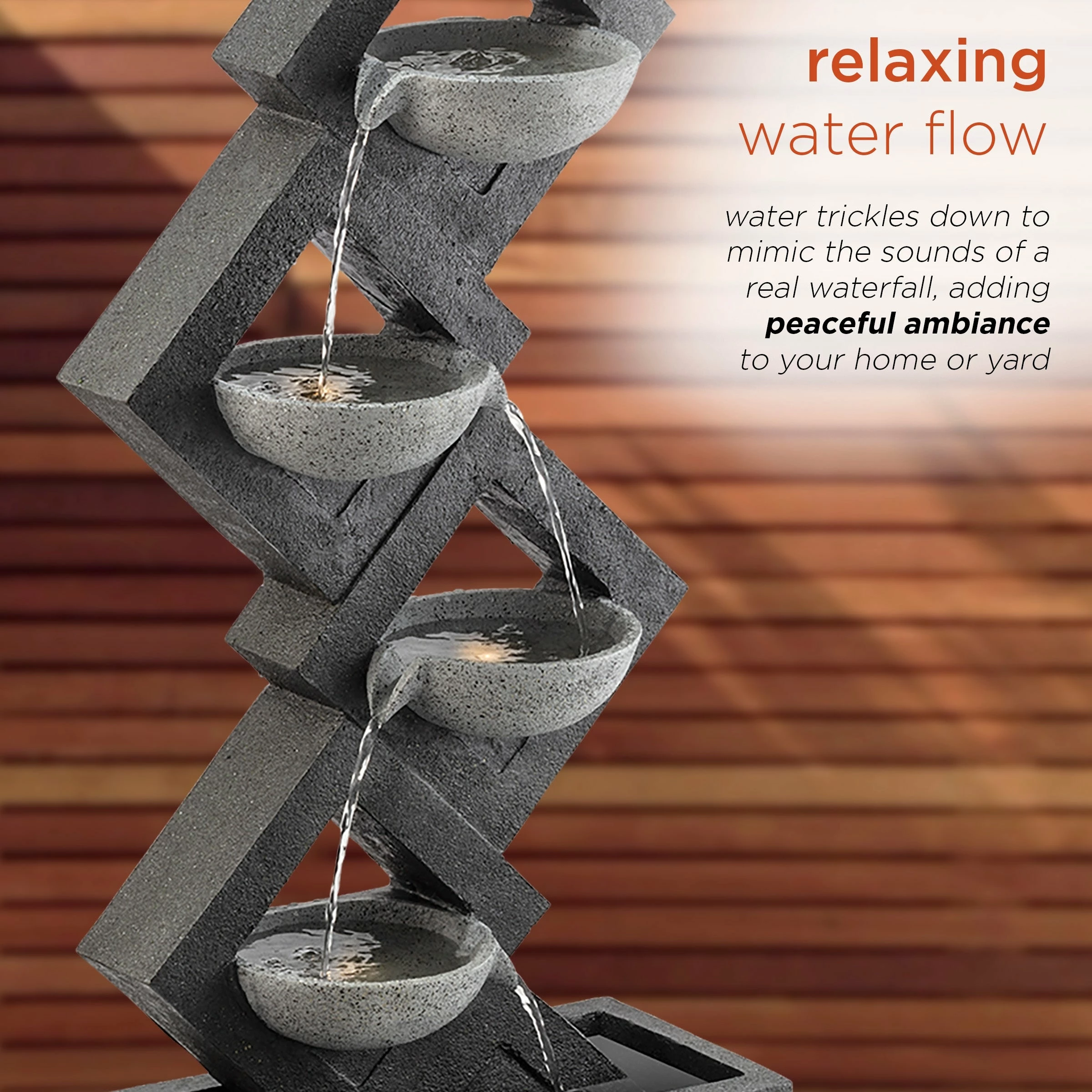 Best Sale π Alpine Corporation 39" Tall Indoor/Outdoor Soothing 4-Tier Zen Fountain With LED Lights π - Image 6