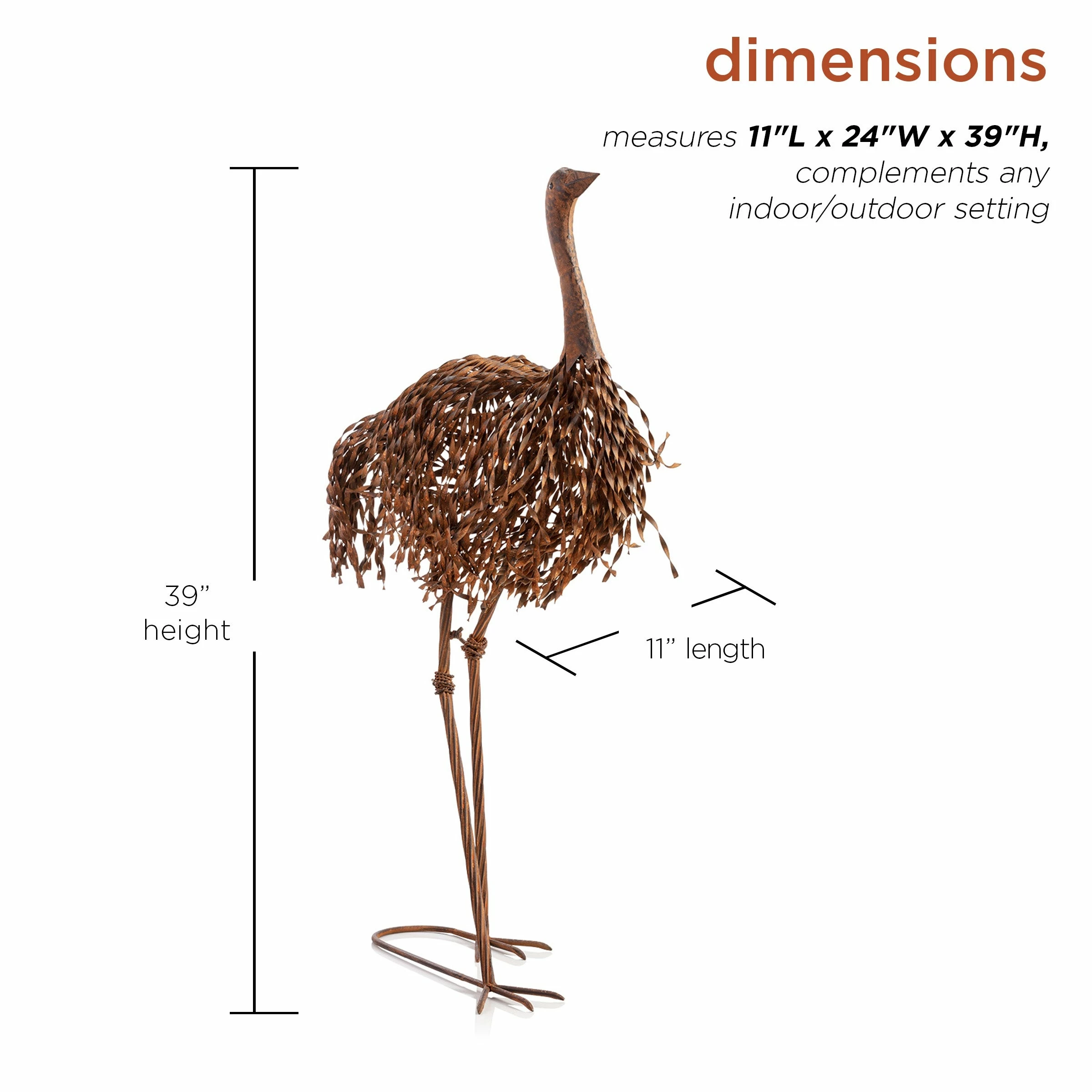 Budget β Alpine Corporation 39" Tall Outdoor Metal Ostrich Standing Yard Statue Decoration π― - Image 3